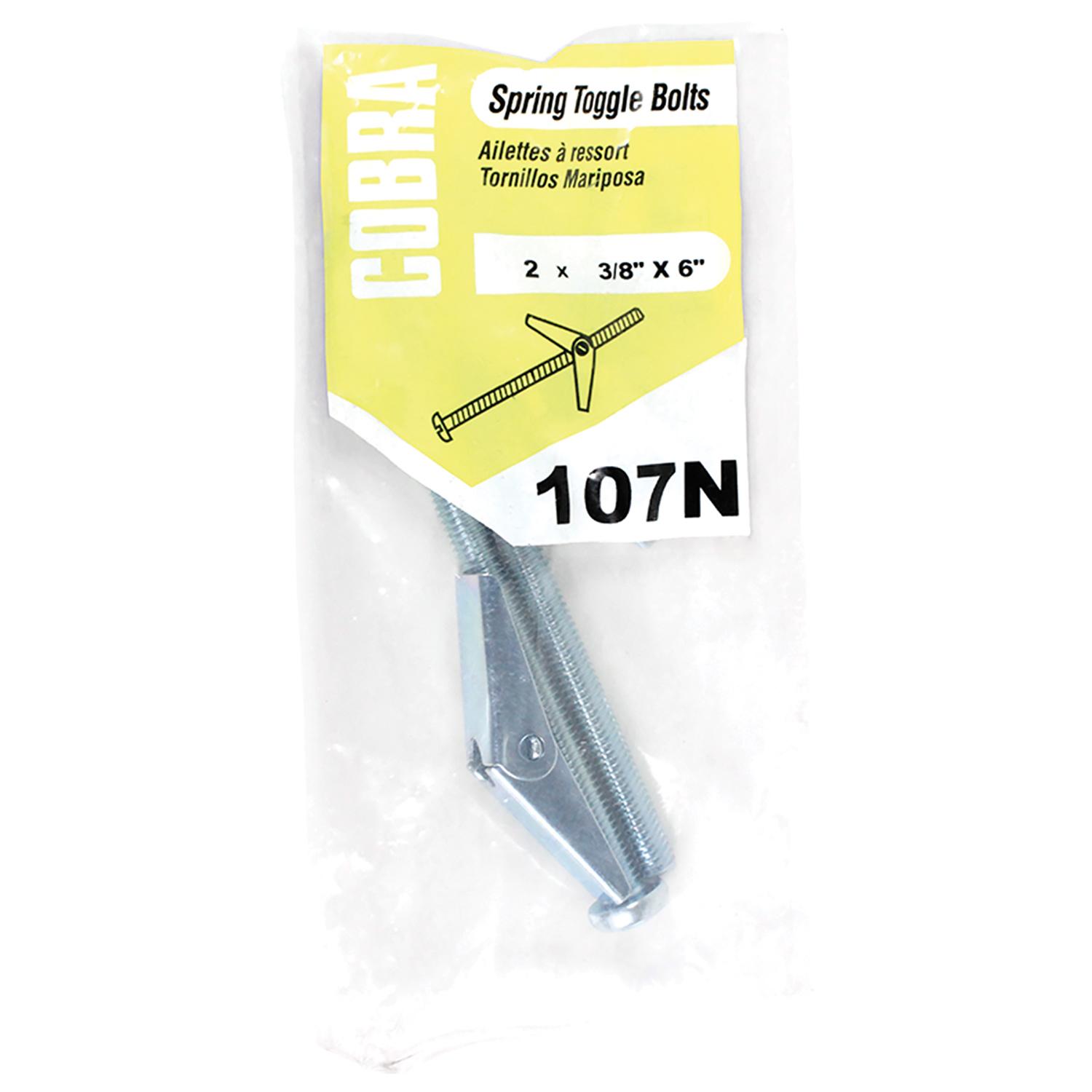 Spring Toggle Bolts 3/8" x 6"-2/Pack