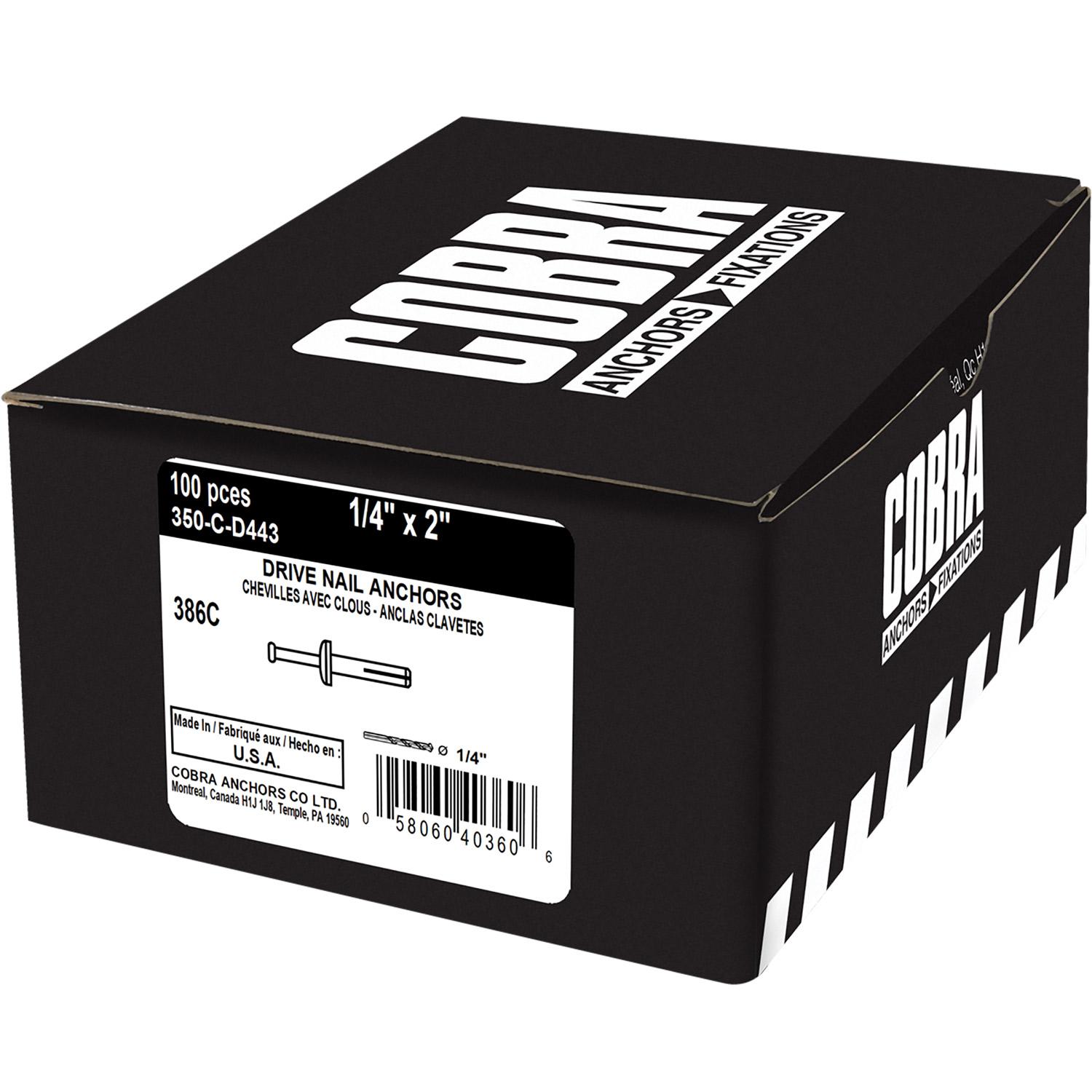 Drive Nail Anchors 1/4-in x 2-in - 100/Pack