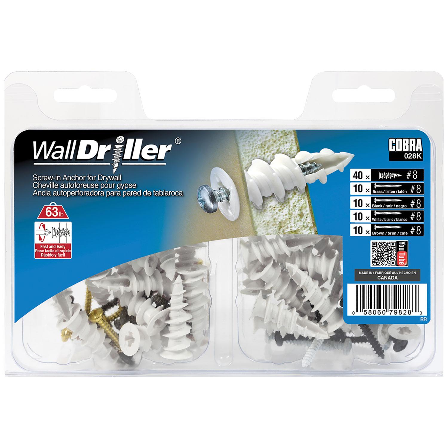 WallDriller Nylon #8L Screws-40/Pack