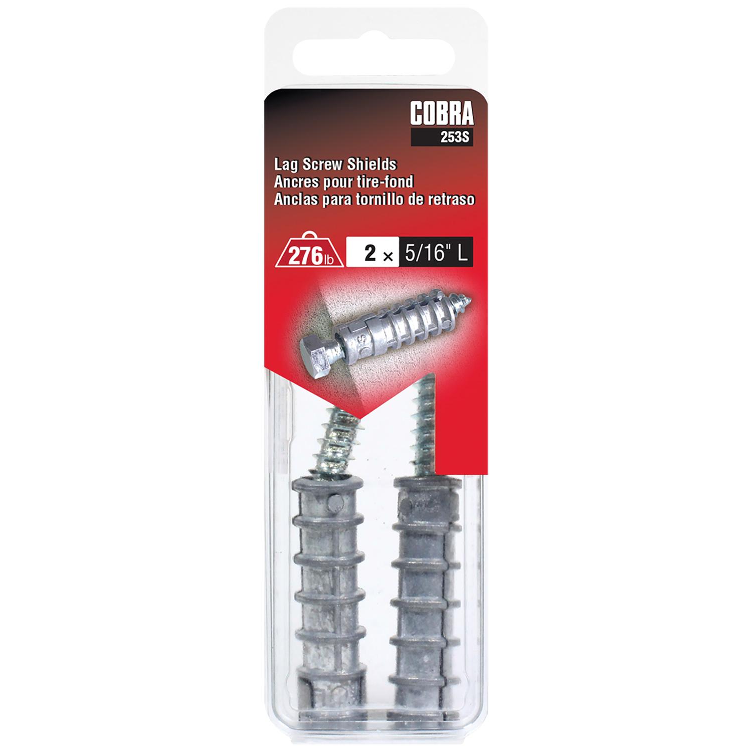 Lag Screw Shields 5/16" L + Lag Bolt-2/Pack