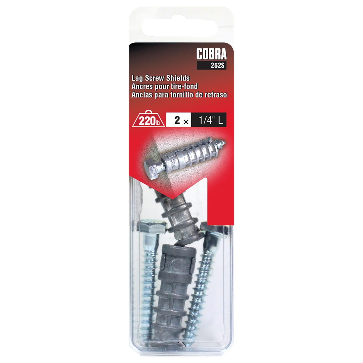 Lag Screw Shields 1/4" L + Lag Bolt-2/Pack