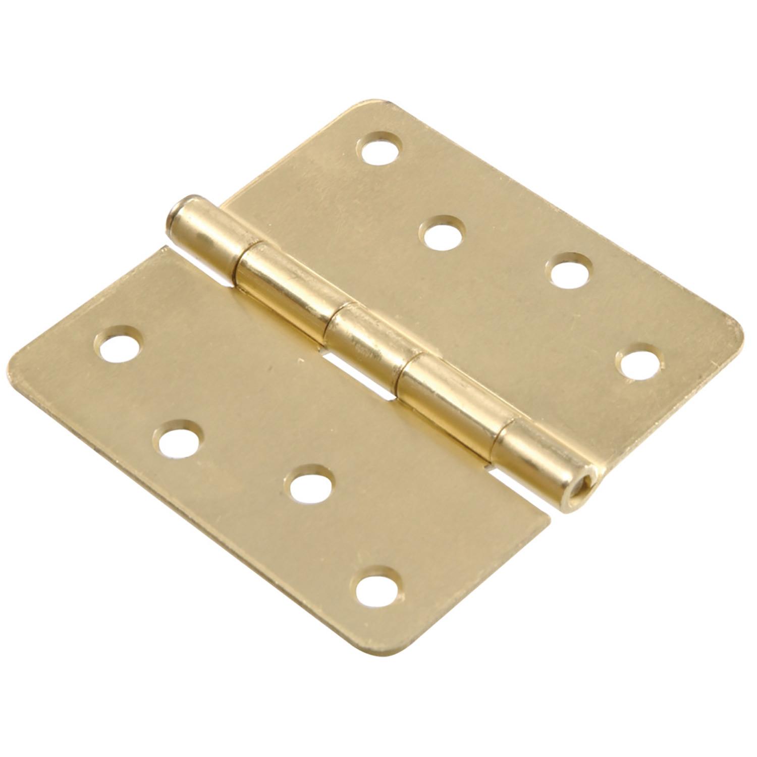 4" Satin Brass Full Mortise Round Corner Door Hinge