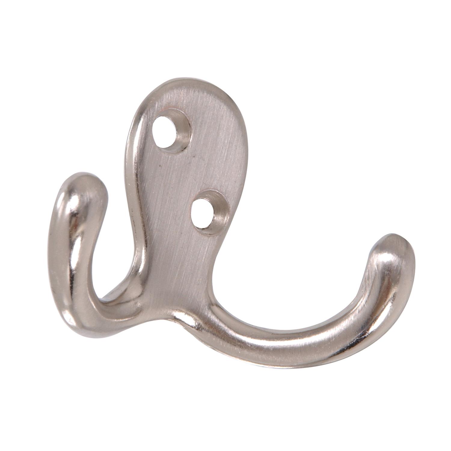 Hardware Essentials Double Clothes Hooks - Satin Nickel