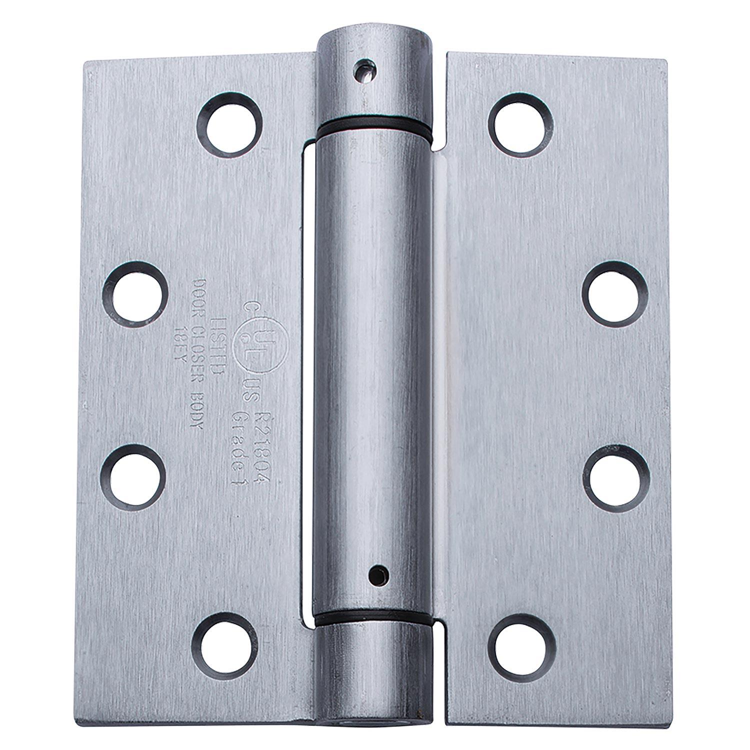 4.5" x 4" Satin Chrome Square Corner Spring Hinge