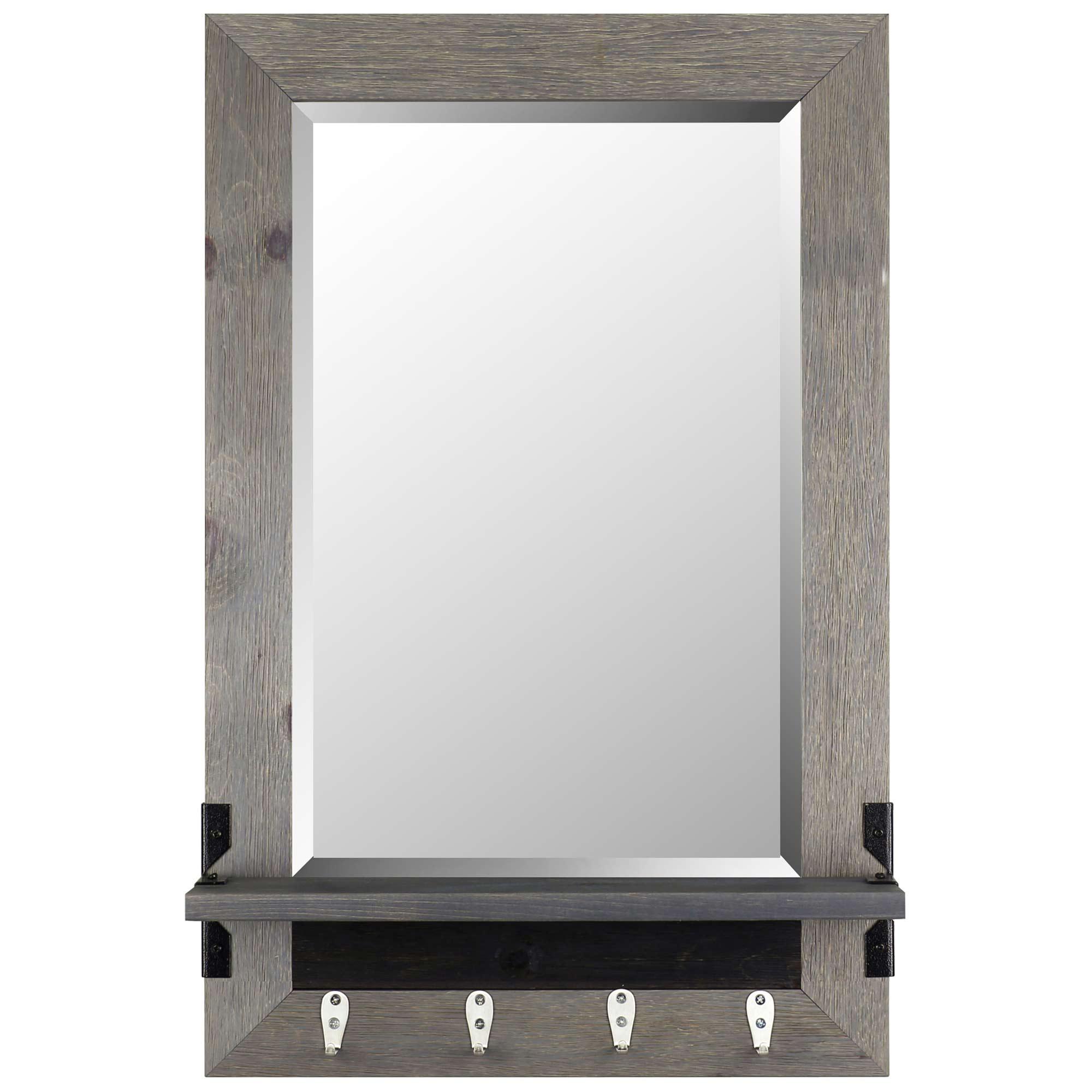 Miroir gris avec crochets 21 x 30 po