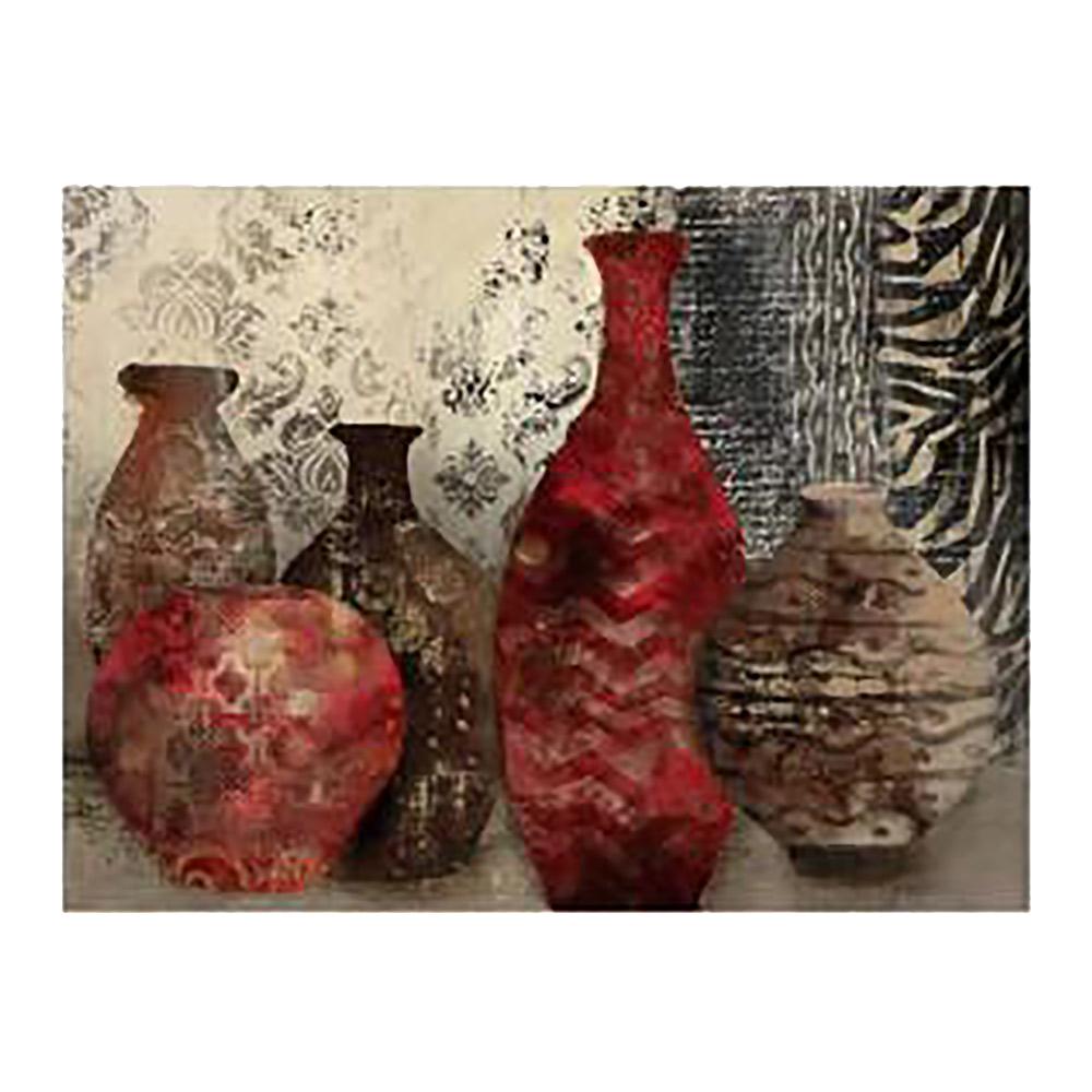 39" x 26" Red Vases Canvas Art