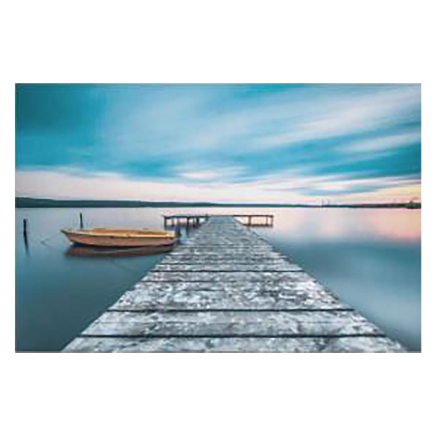 36" x 24" Boat And Dock Foil Canvas Art