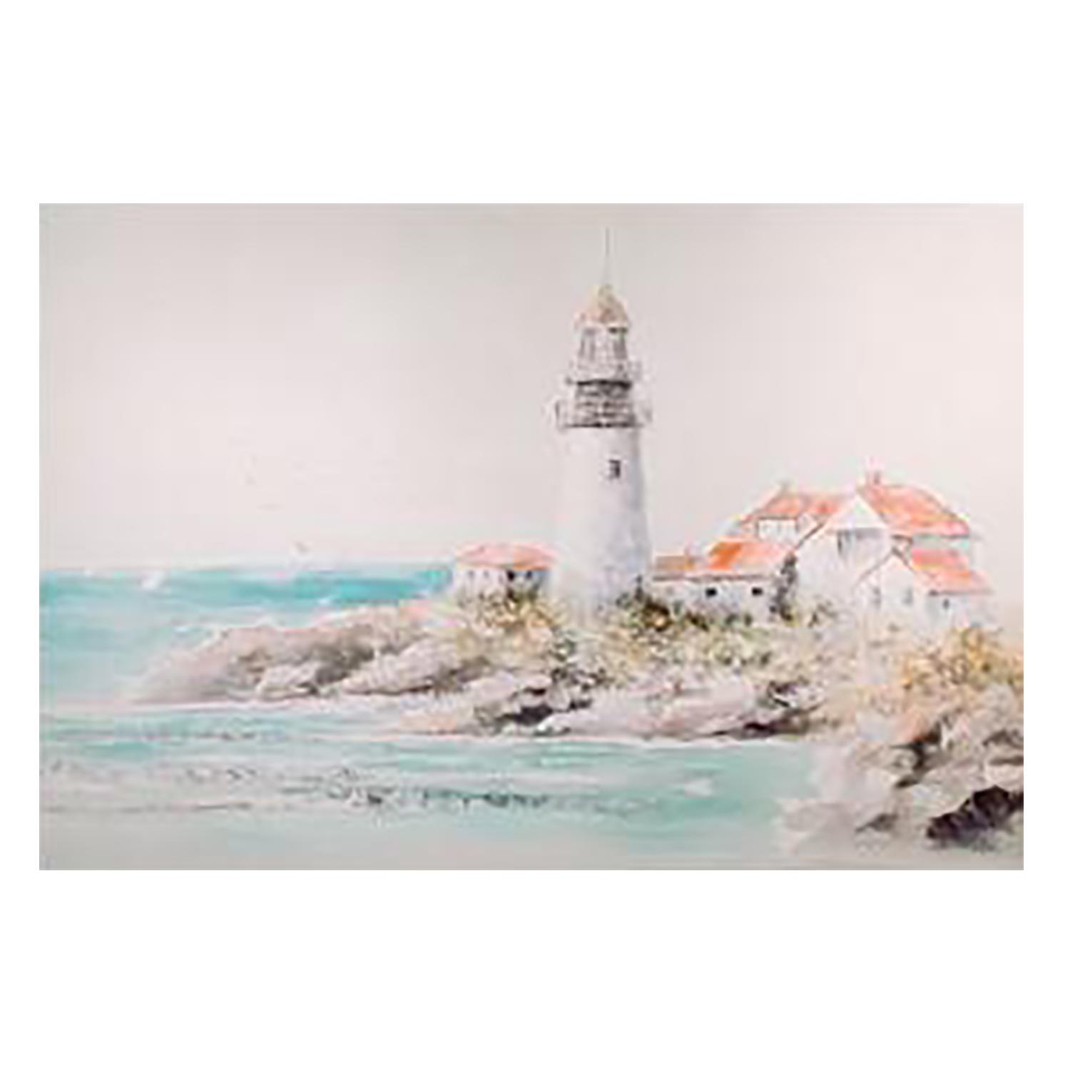 39" x 36" Lighthouse Rocks Canvas Art