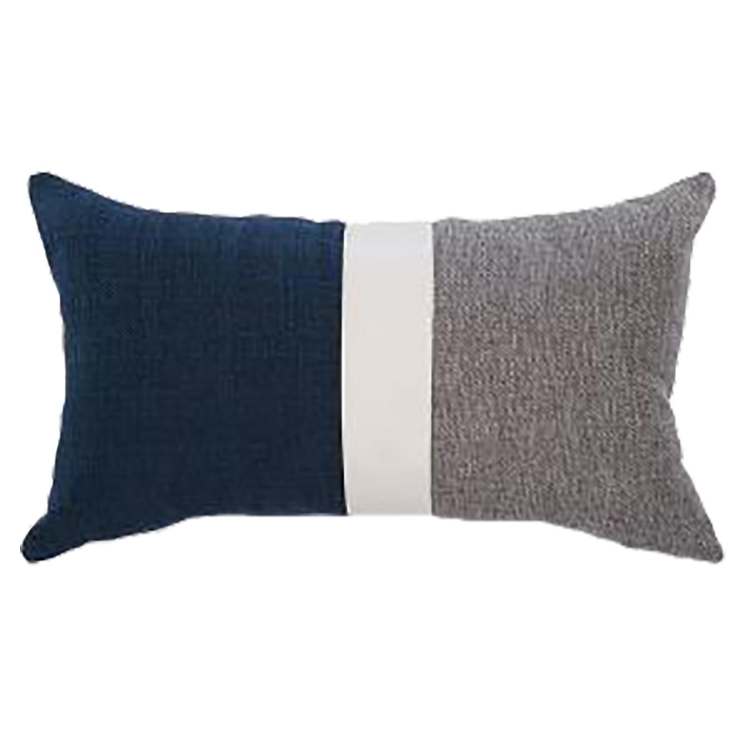 Coussin 19 x 12 po Rayures bleu gris