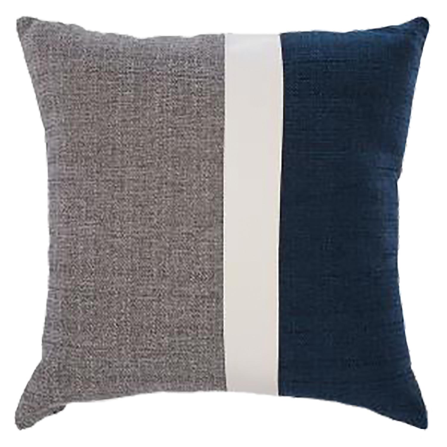 Coussin 17 x 17 po Rayures bleu gris