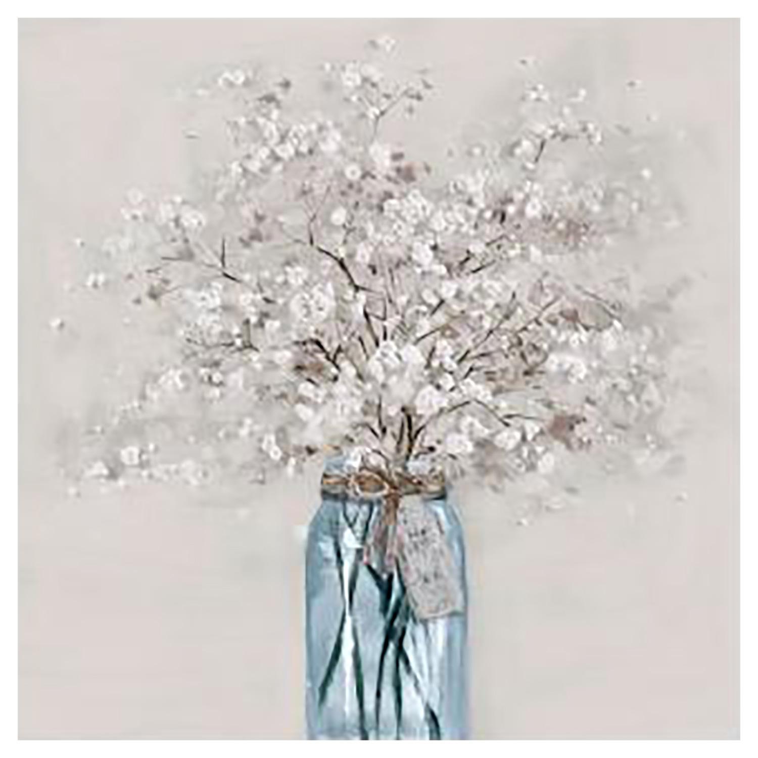 23" x 23" Vase White Flowers Canvas Art