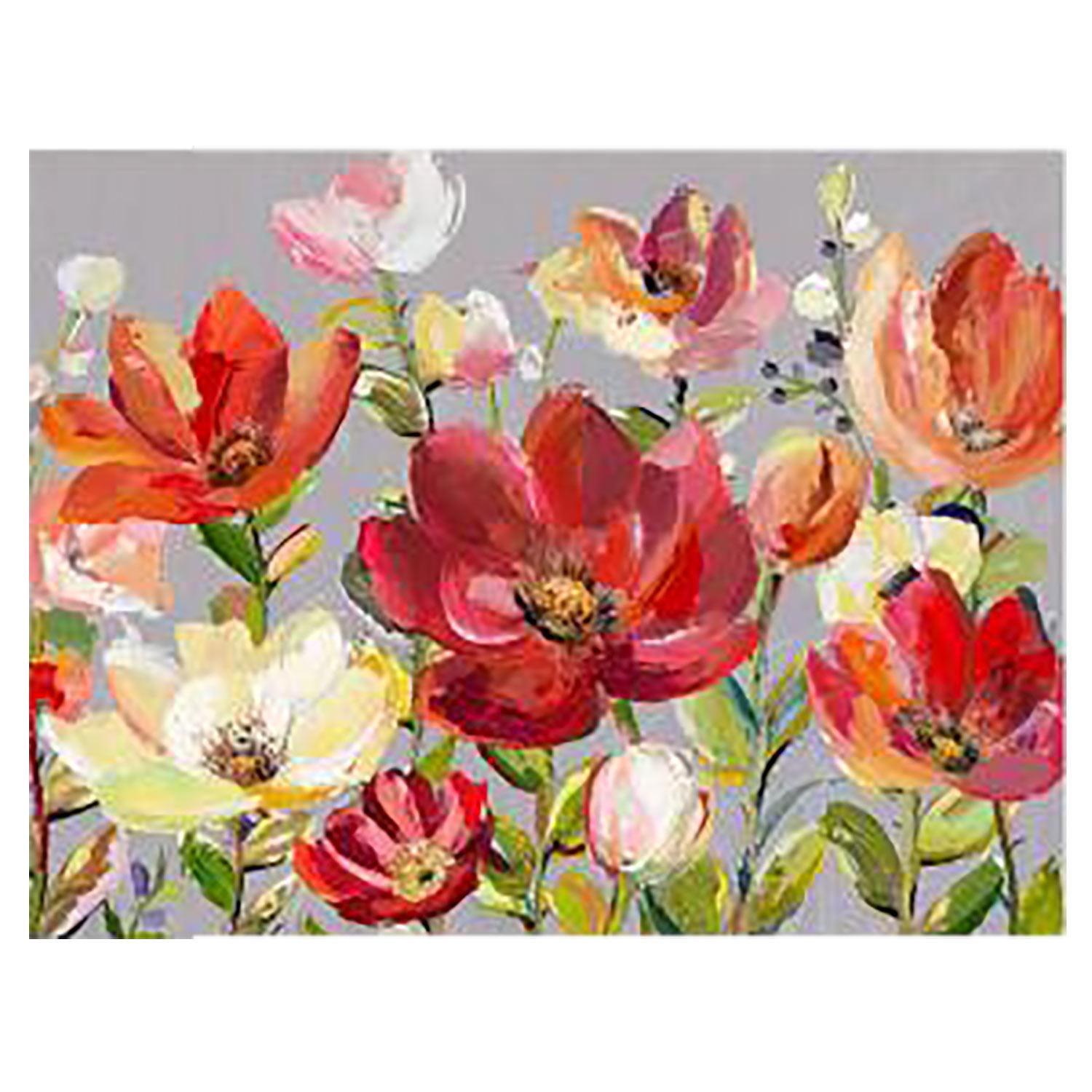 36" x 24" Red Flowers Canvas Art