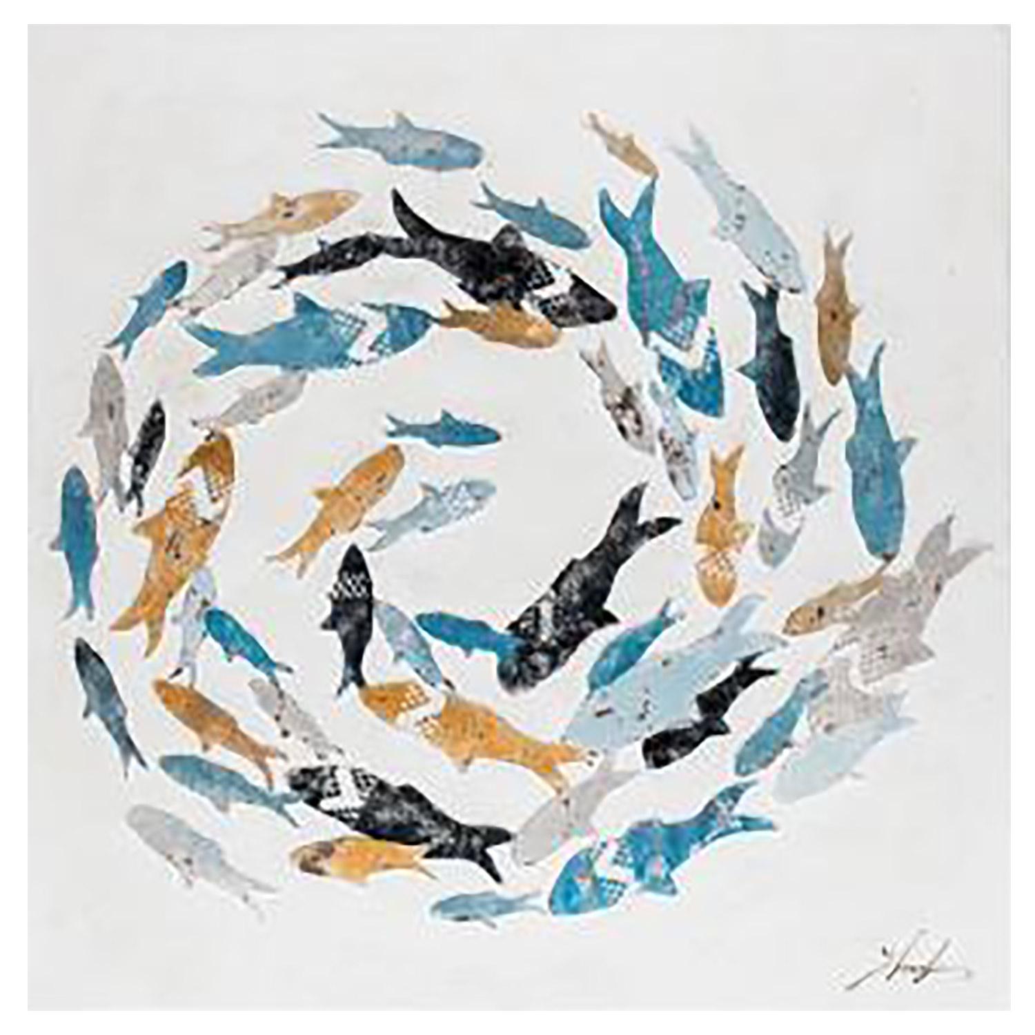 23" x 23" School Of Fish Canvas Art