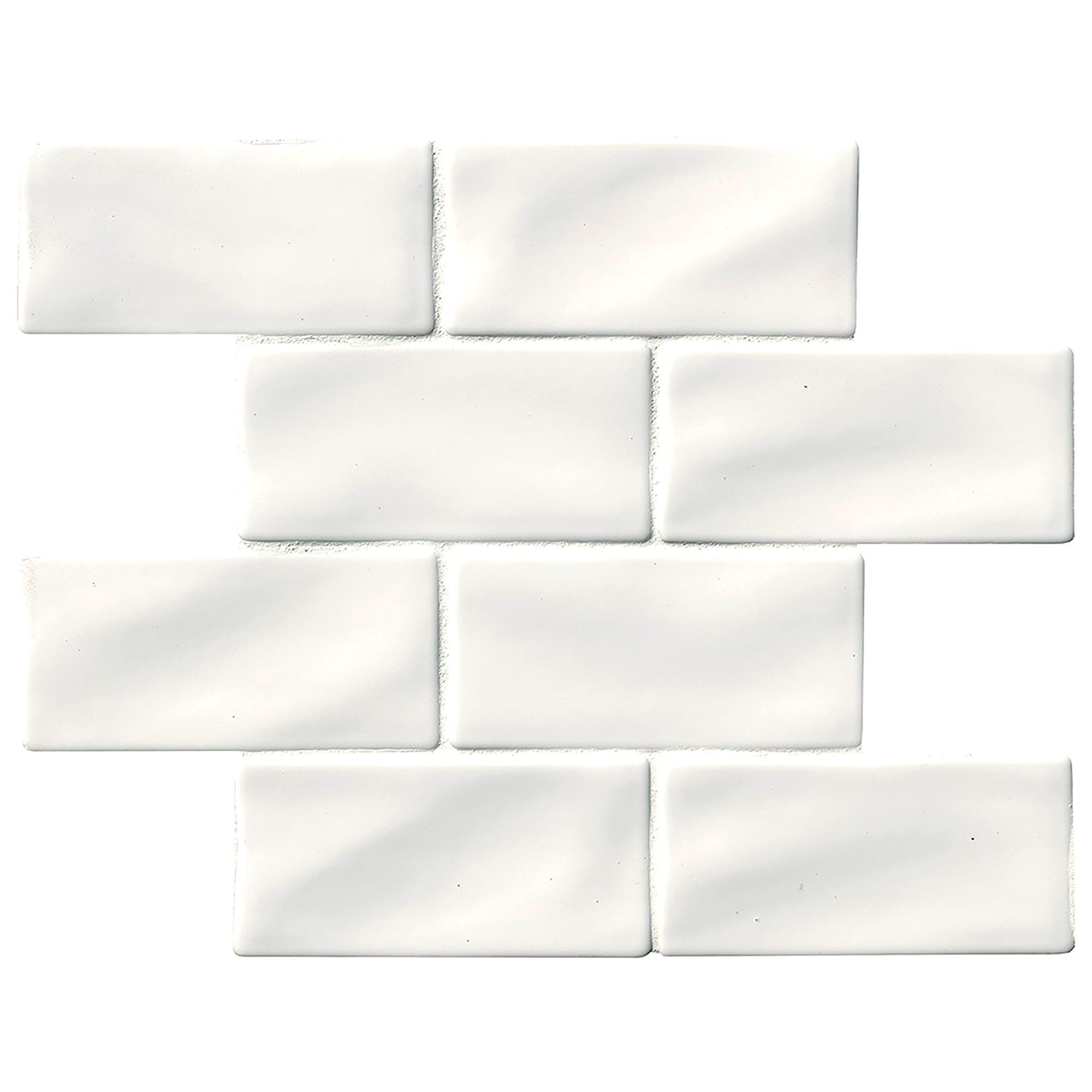 Fabriquée à la main vitrifiée 3 x 6 po blanc Whisper 1 pi3/b