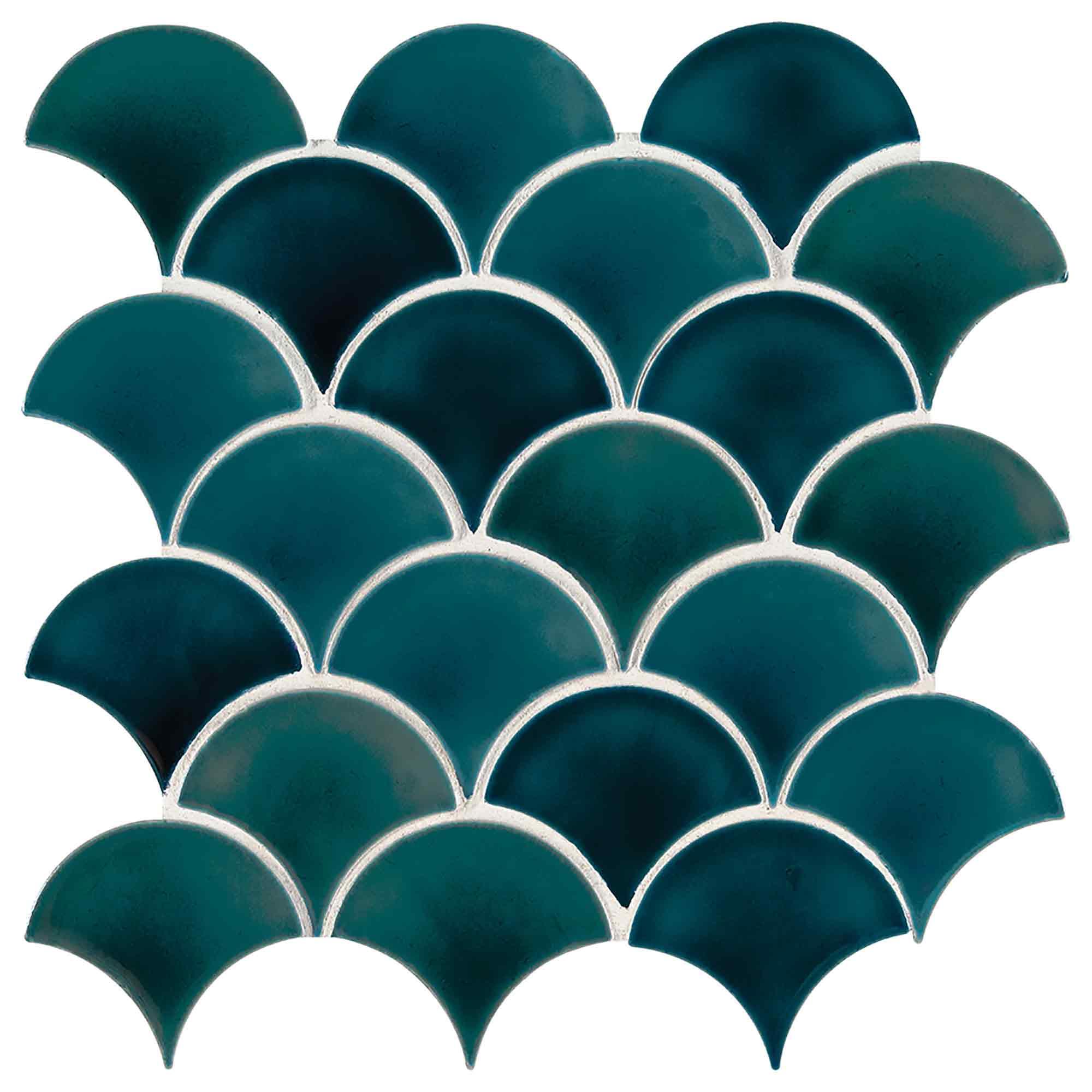 Tuile mosaïque porcelaine vitrifiée lustrée festonnée Azul 9