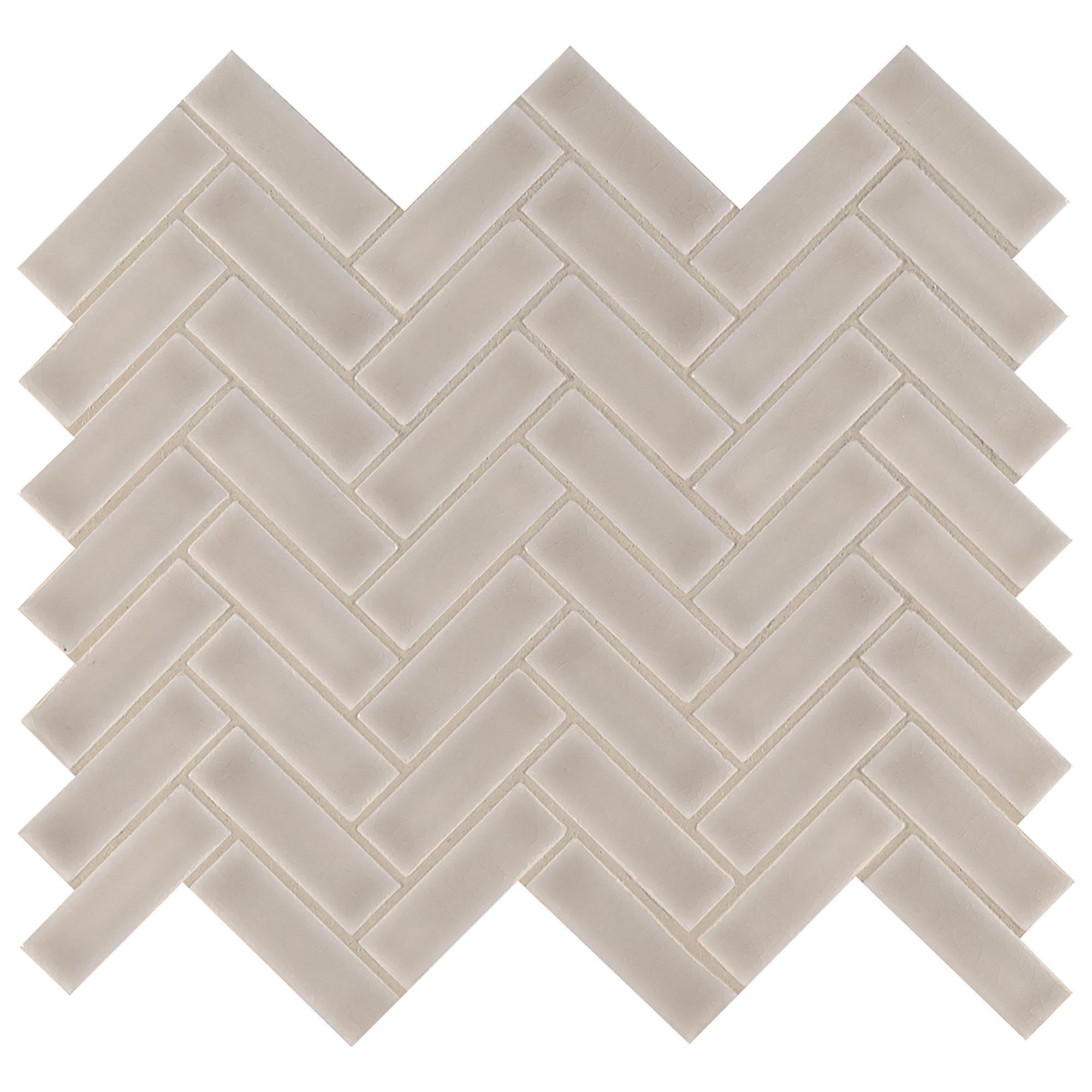 Tuile de mosaïque céramique lustrée à chevrons perle Portico