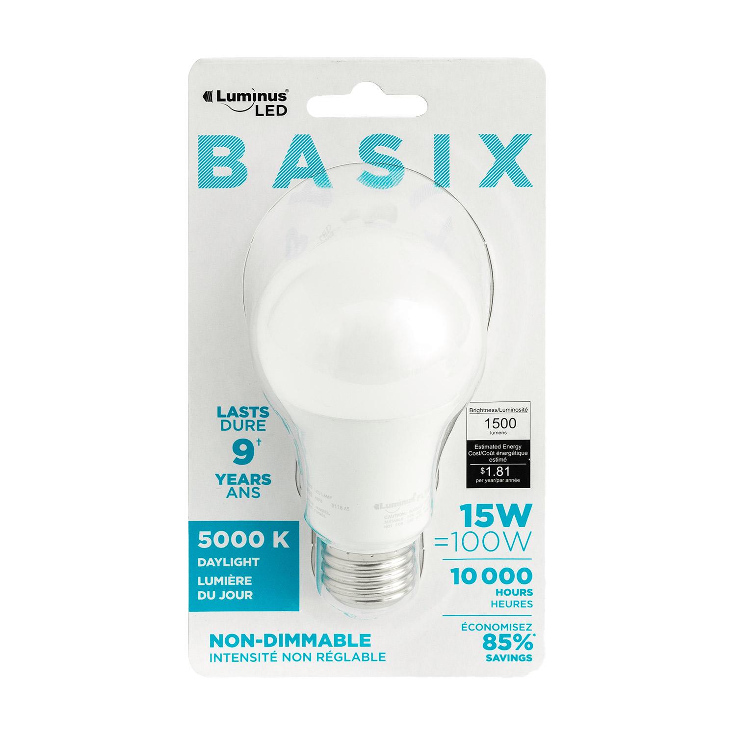 A19 15W BASIX Non-Dimmable 5000K LED Bulb