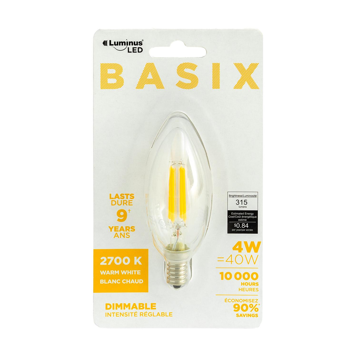 B10 4W BASIX Small Base Dimmable 2700K LED Bulb