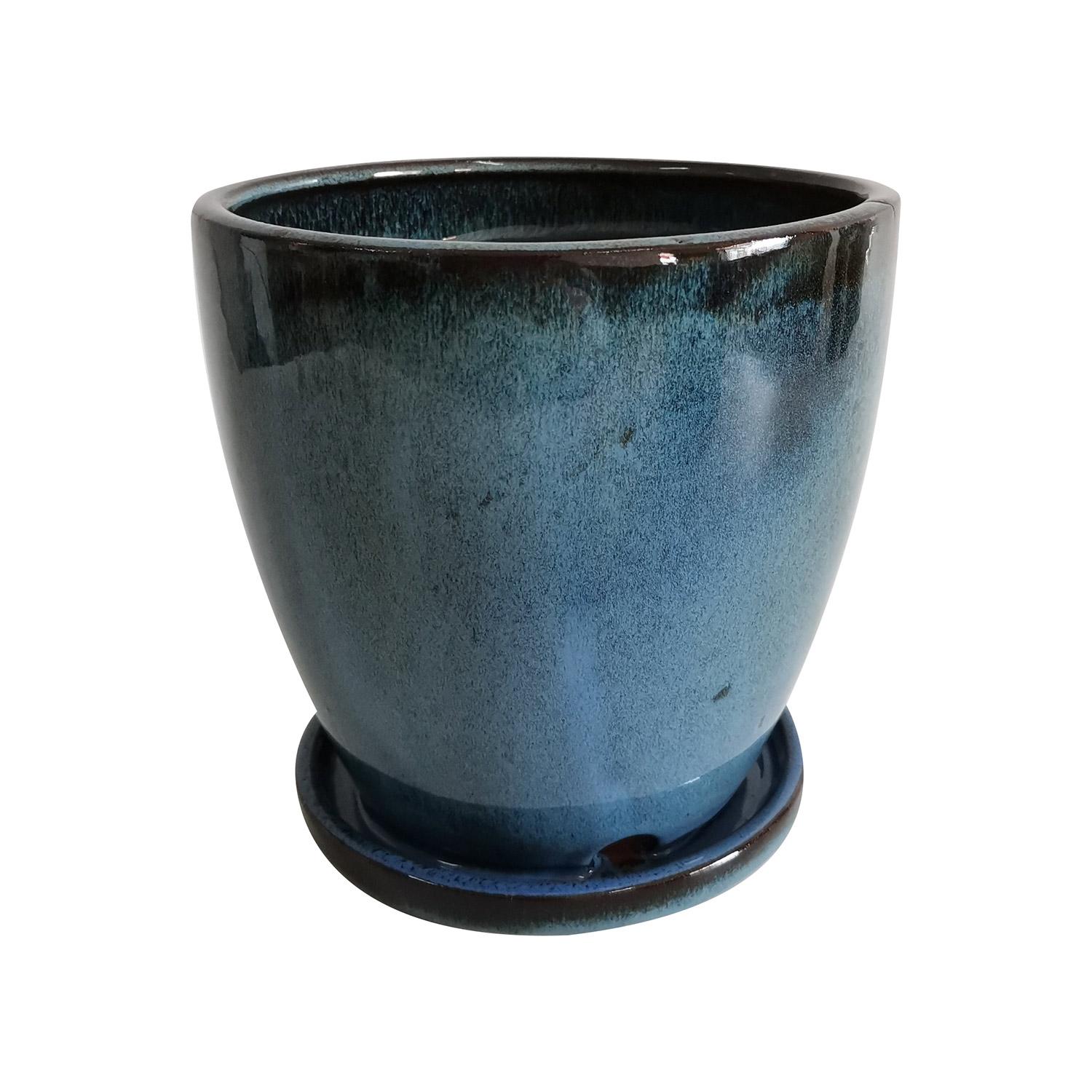 Egg Ceramic Pot With Saucer 4"
