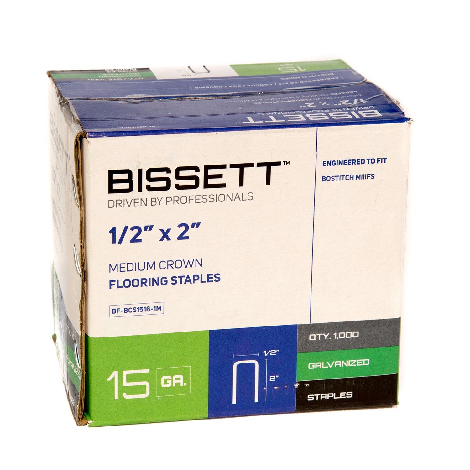 1/2" X 2" 15.5G Electro-Galvanized Flooring Staples- 1000/Pa
