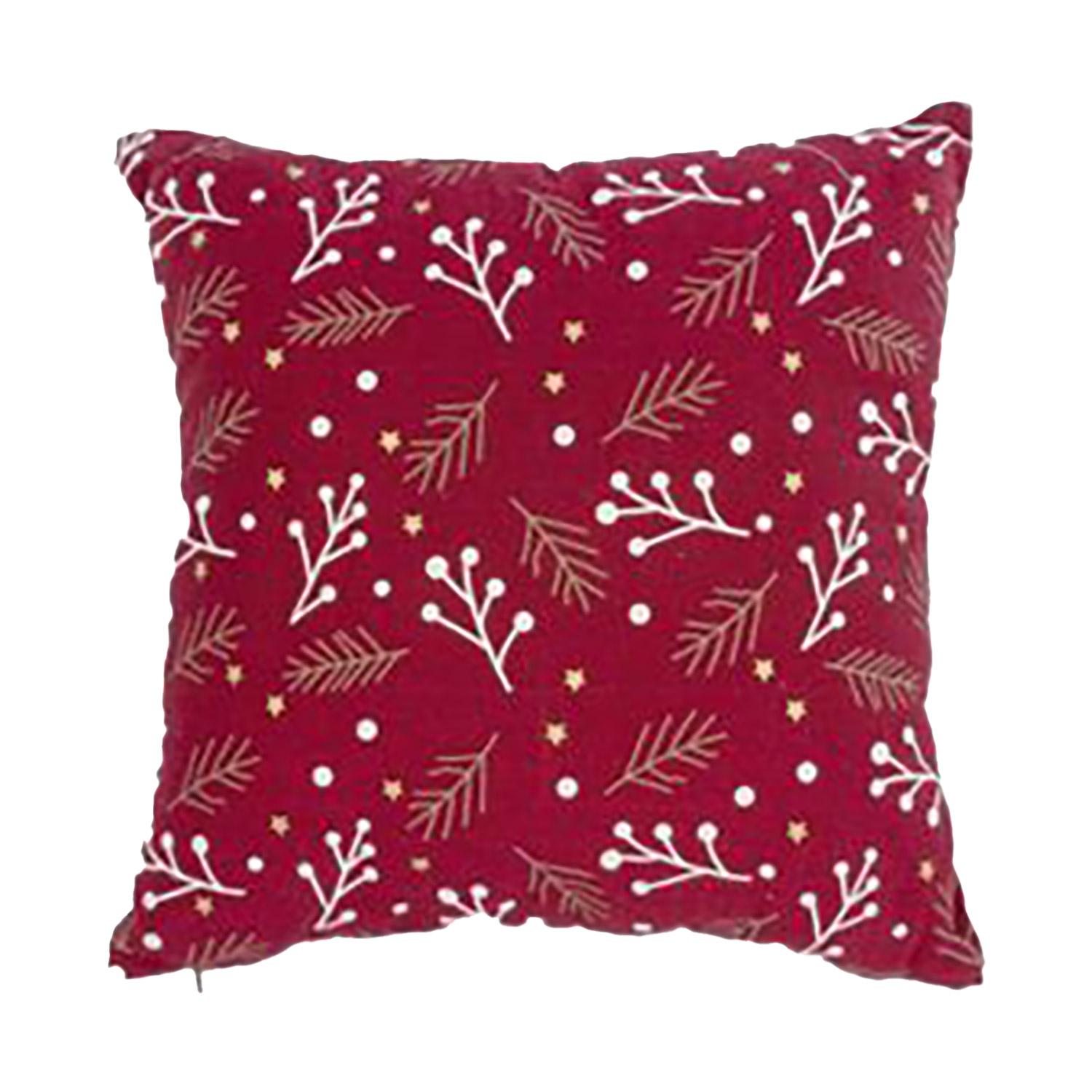 Coussin Motif feuillage 17 x 17 po rouge
