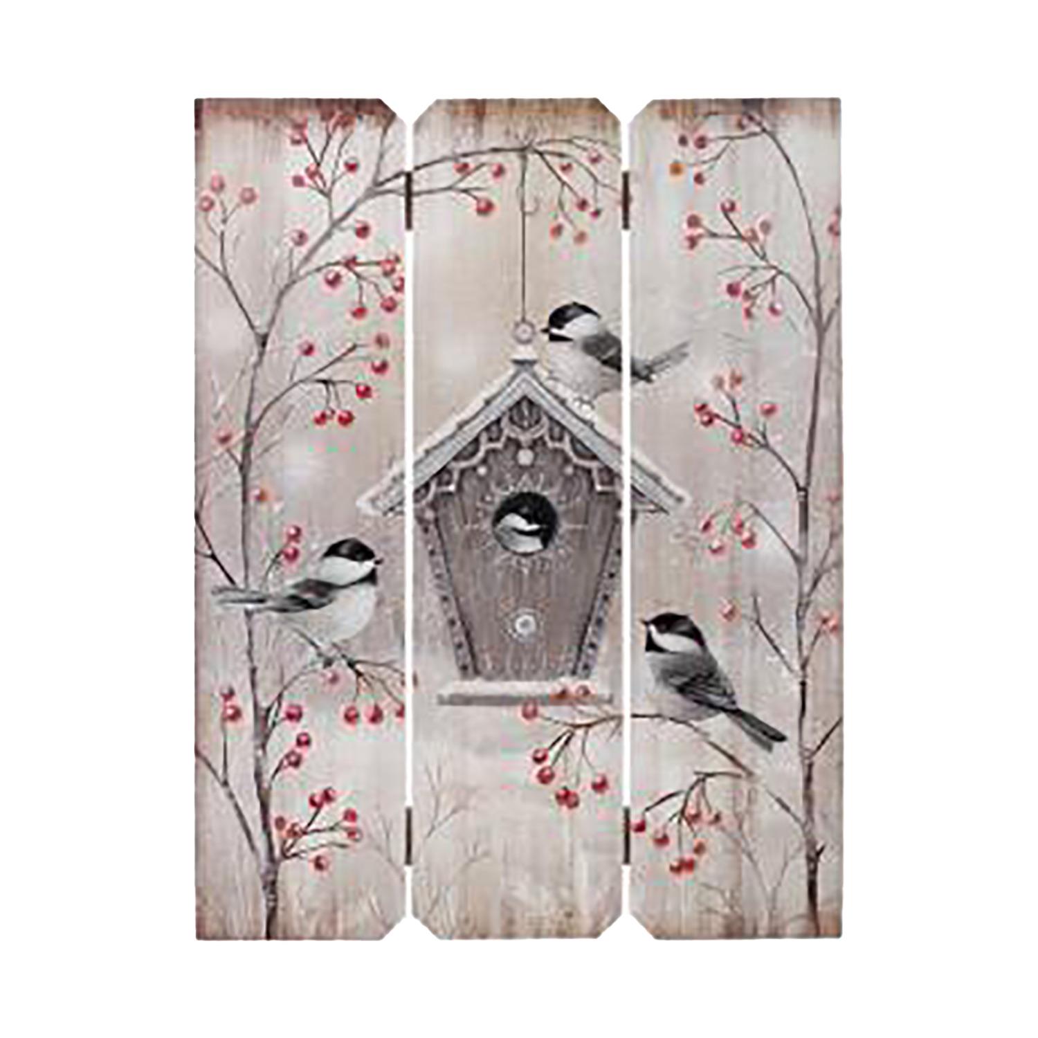 Bird House and Berries 18" x 23.5" Wall Plaque