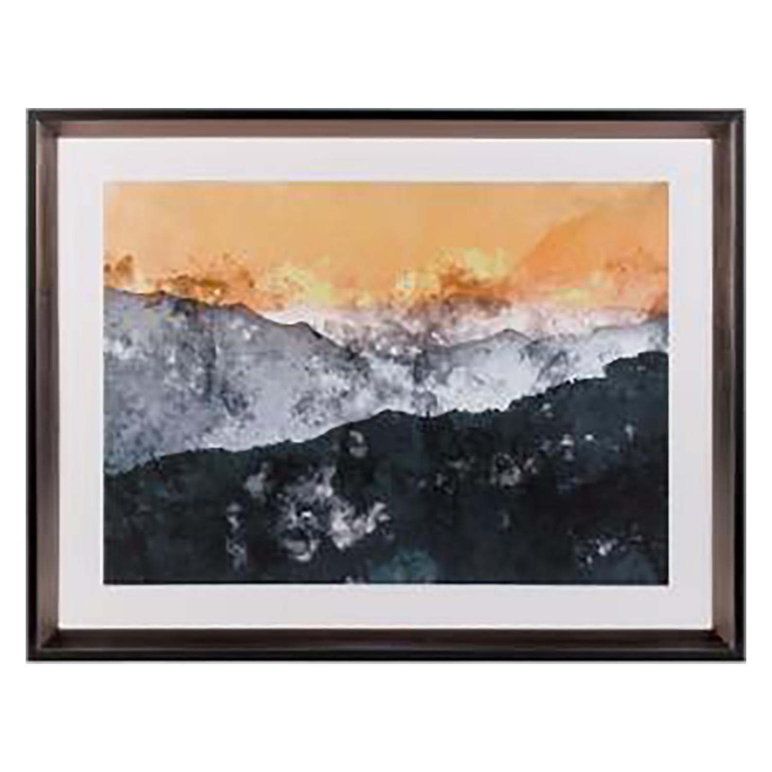Turquoise and Yellow 20" x 26" Abstract Wall Frame