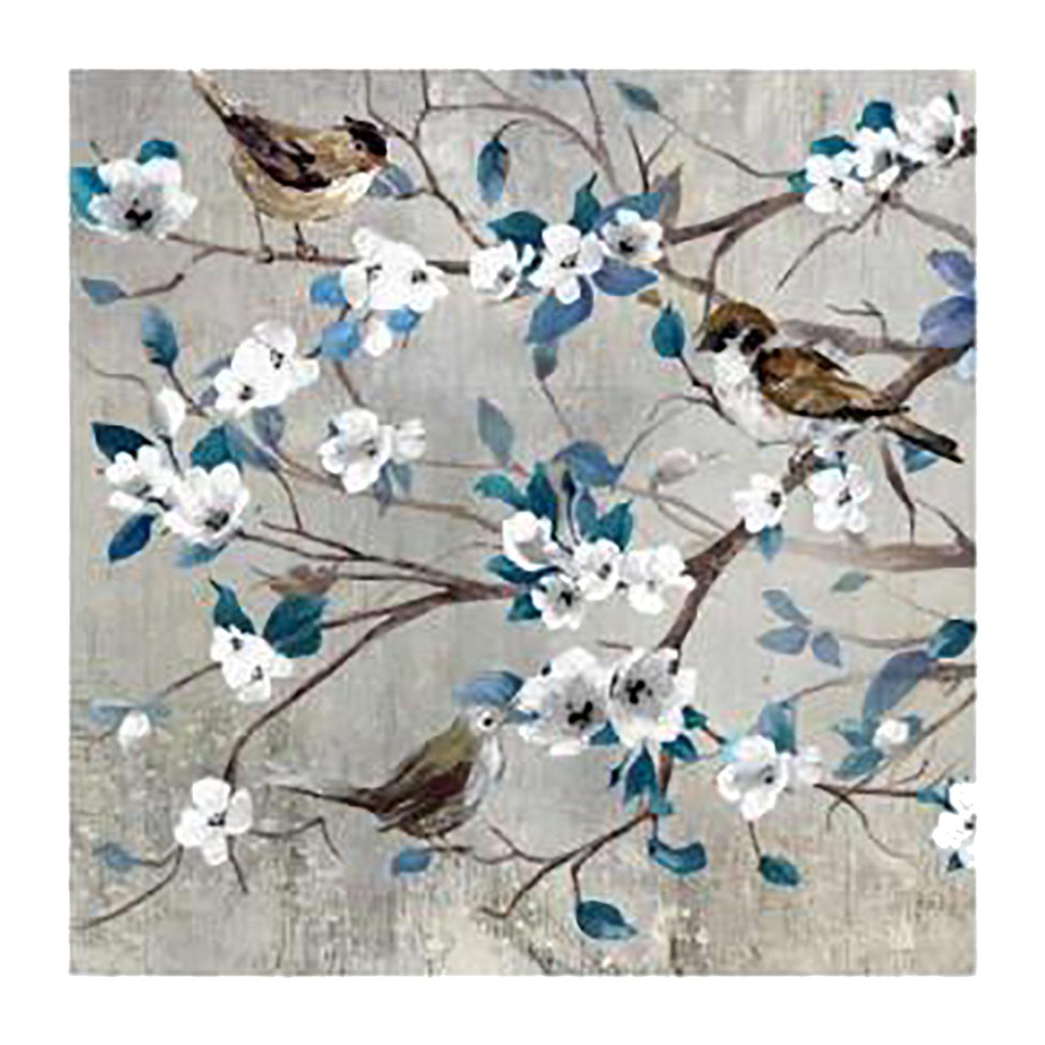 Birds on Floral Branch 23" x 23" Canvas Art