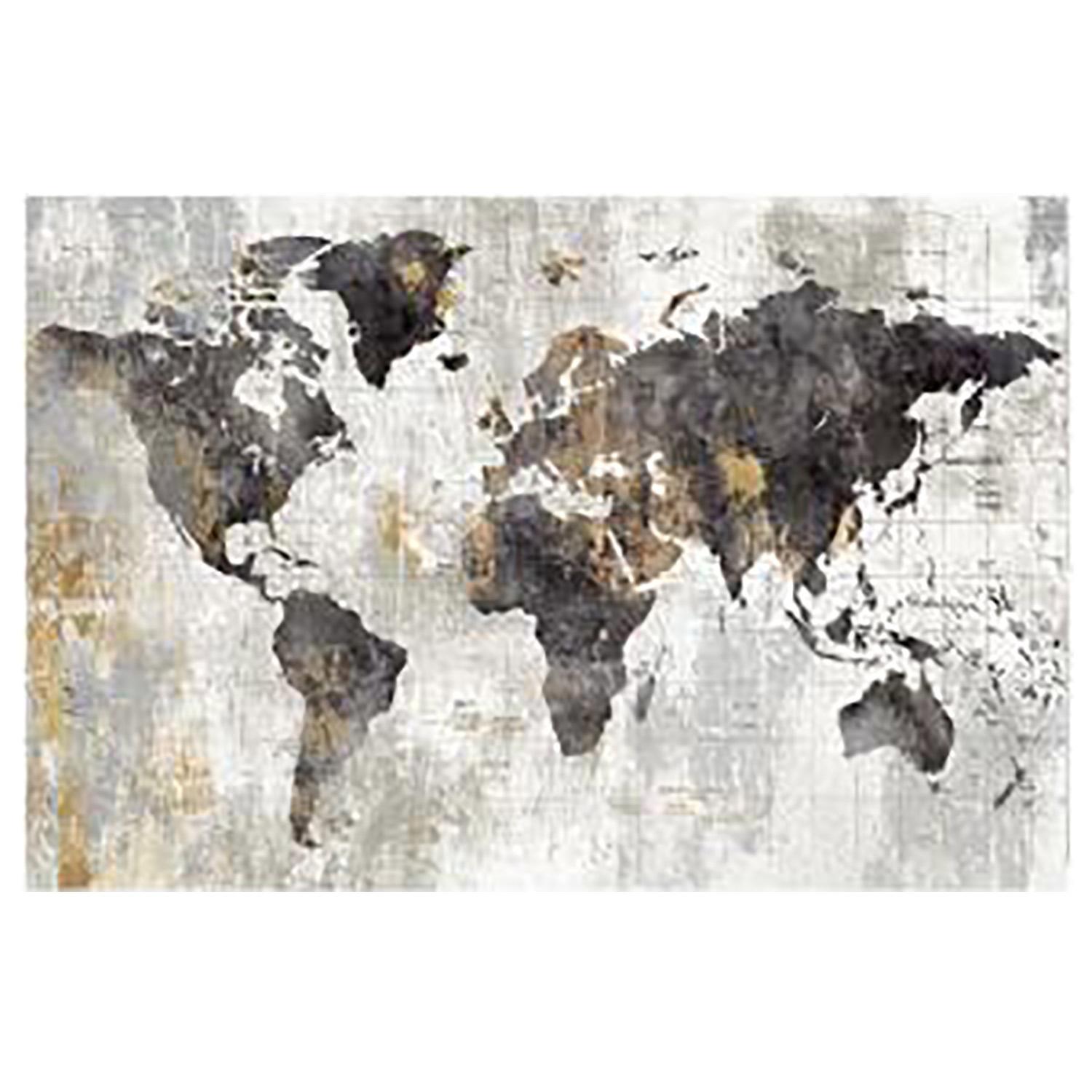 Grey World Map 24" x 16" Canvas Art