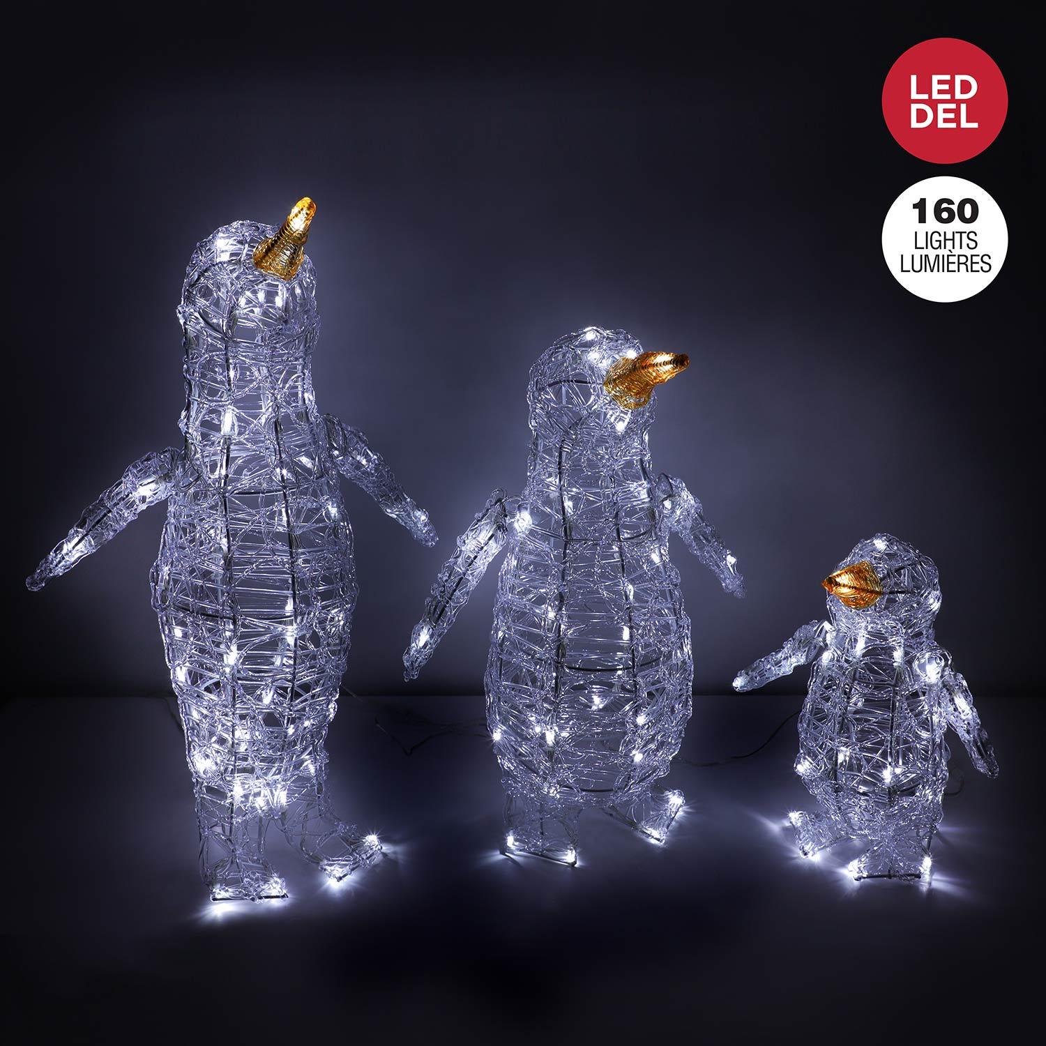Penguin Trio with 160 LED Lights