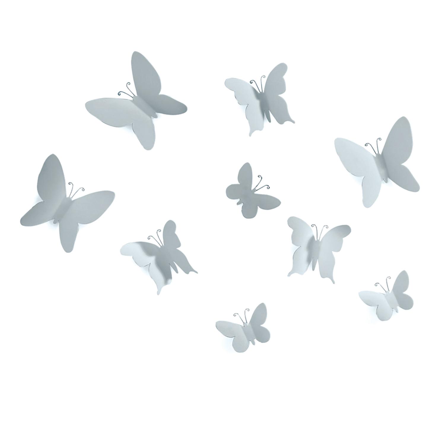 Décoration murale Mariposa, gris, 9 pièces