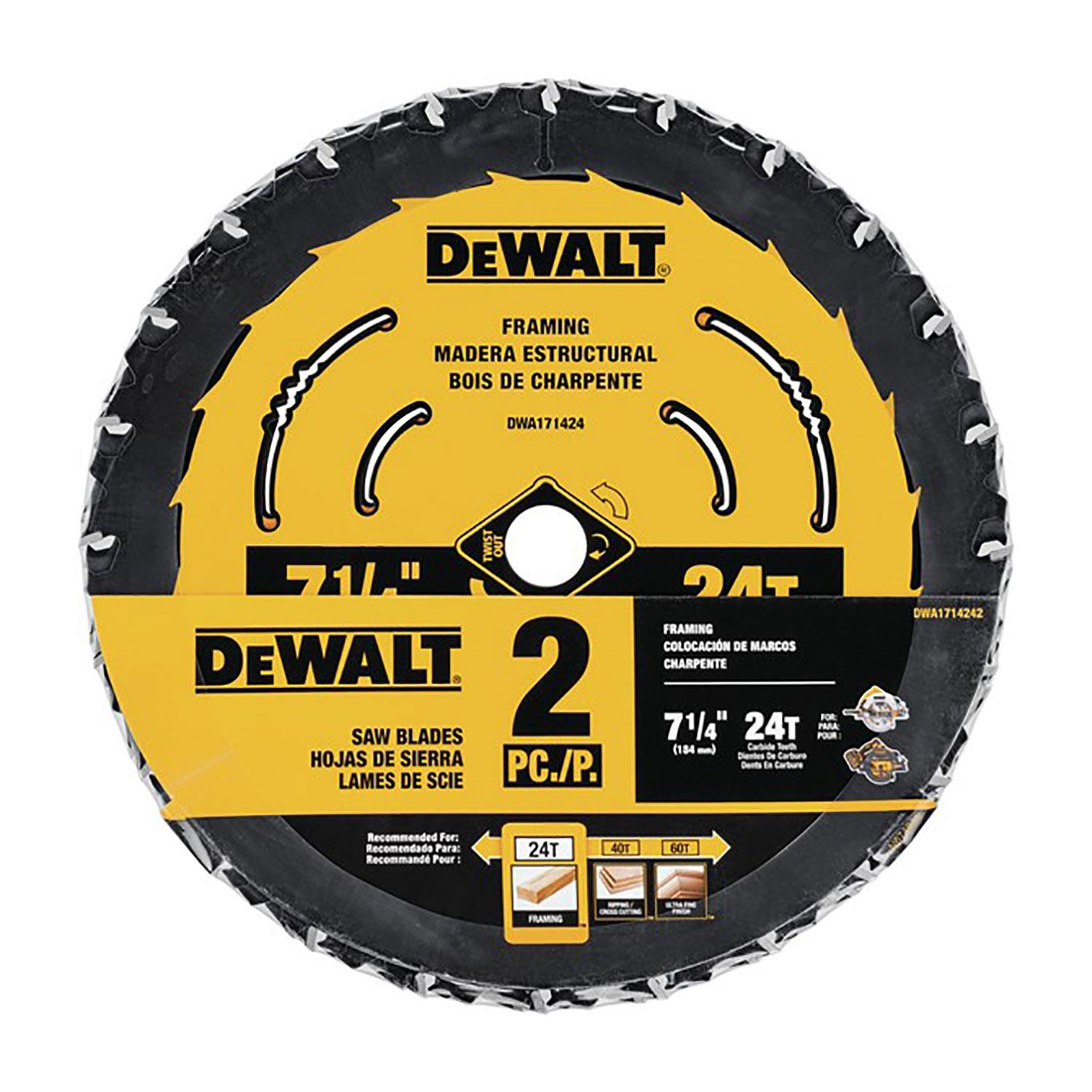 7-1/4" Circular Saw Blades 24 Teeth-2/Pack