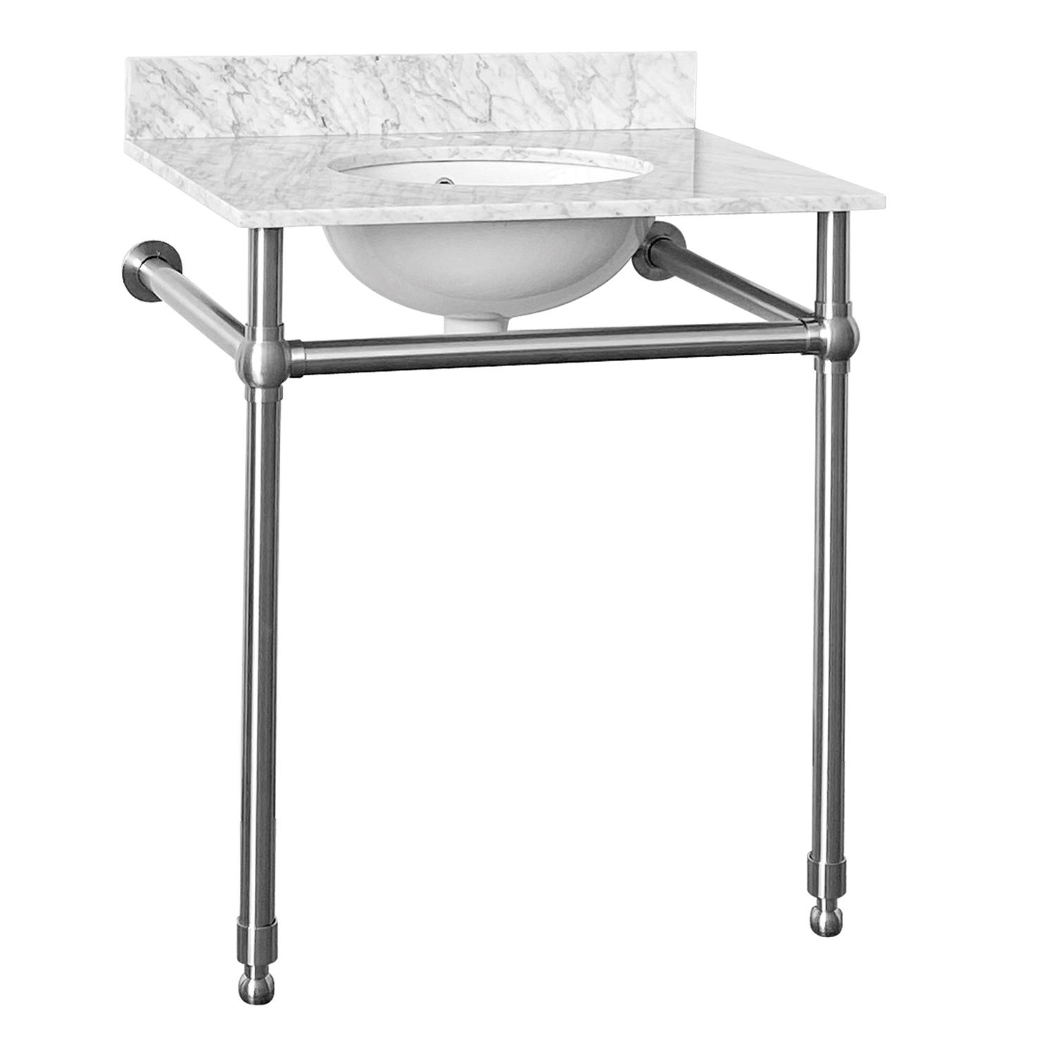 30 Inch Console Sink with Stainless Steel Legs