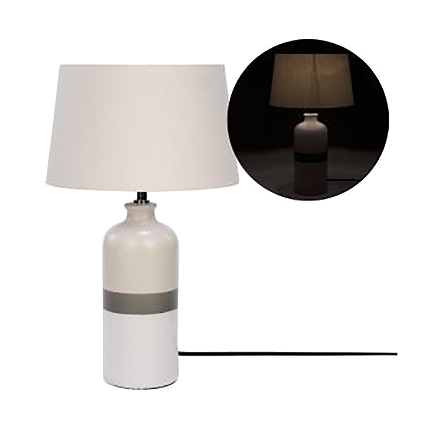 Grey Striped Base Ceramic Table Lamp With Shade