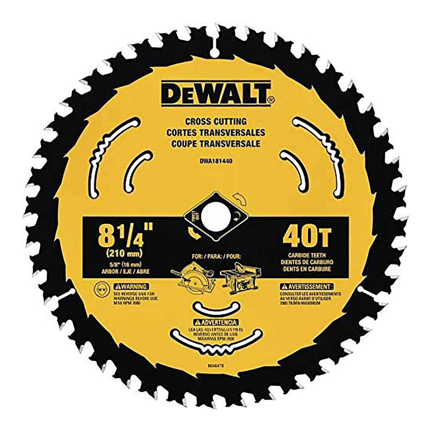 DeWalt 8-1/4" Cross Cutting 40T Circular Saw Blade