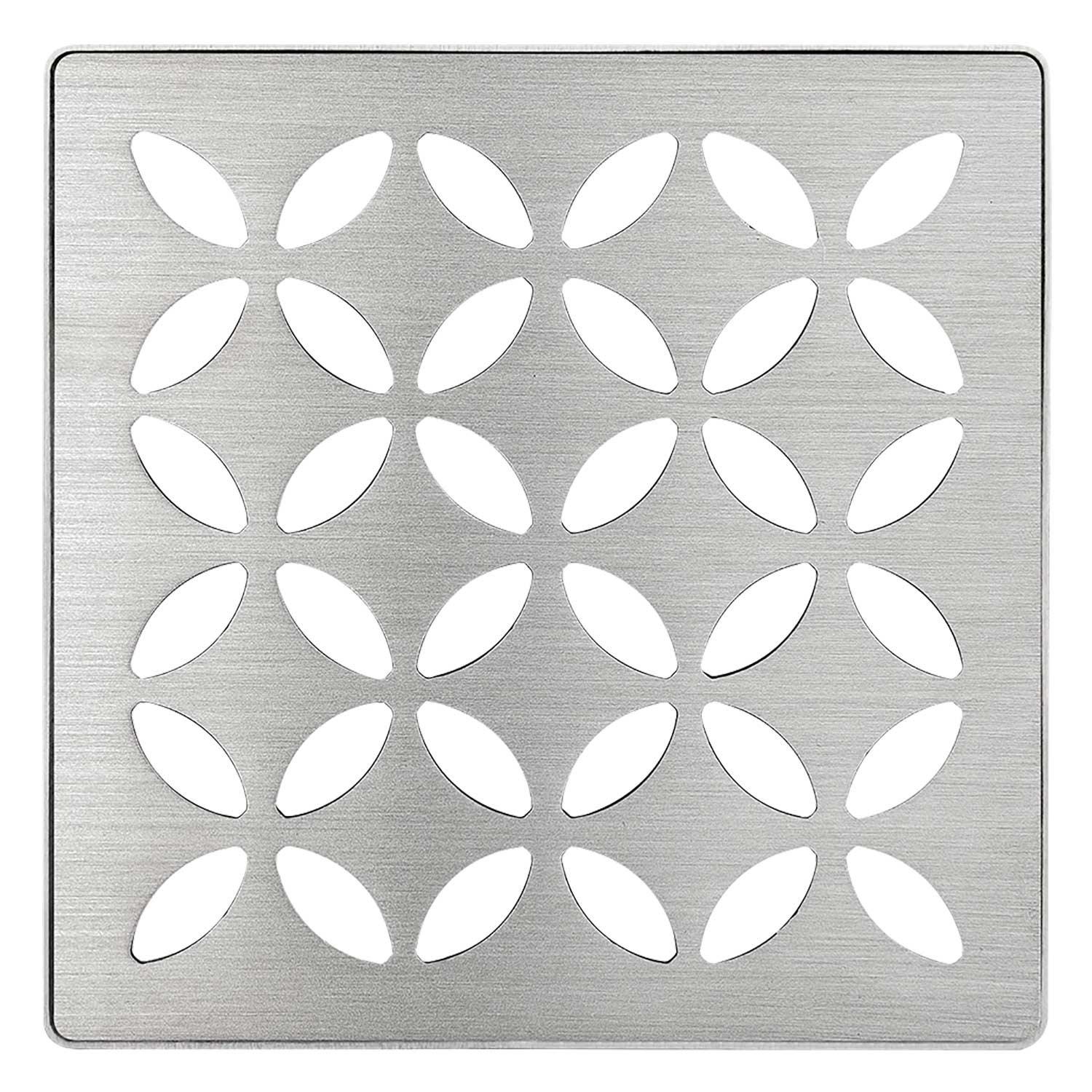 Kerdi Drain Grate Kit 4" Brushed Stn Steel Floral
