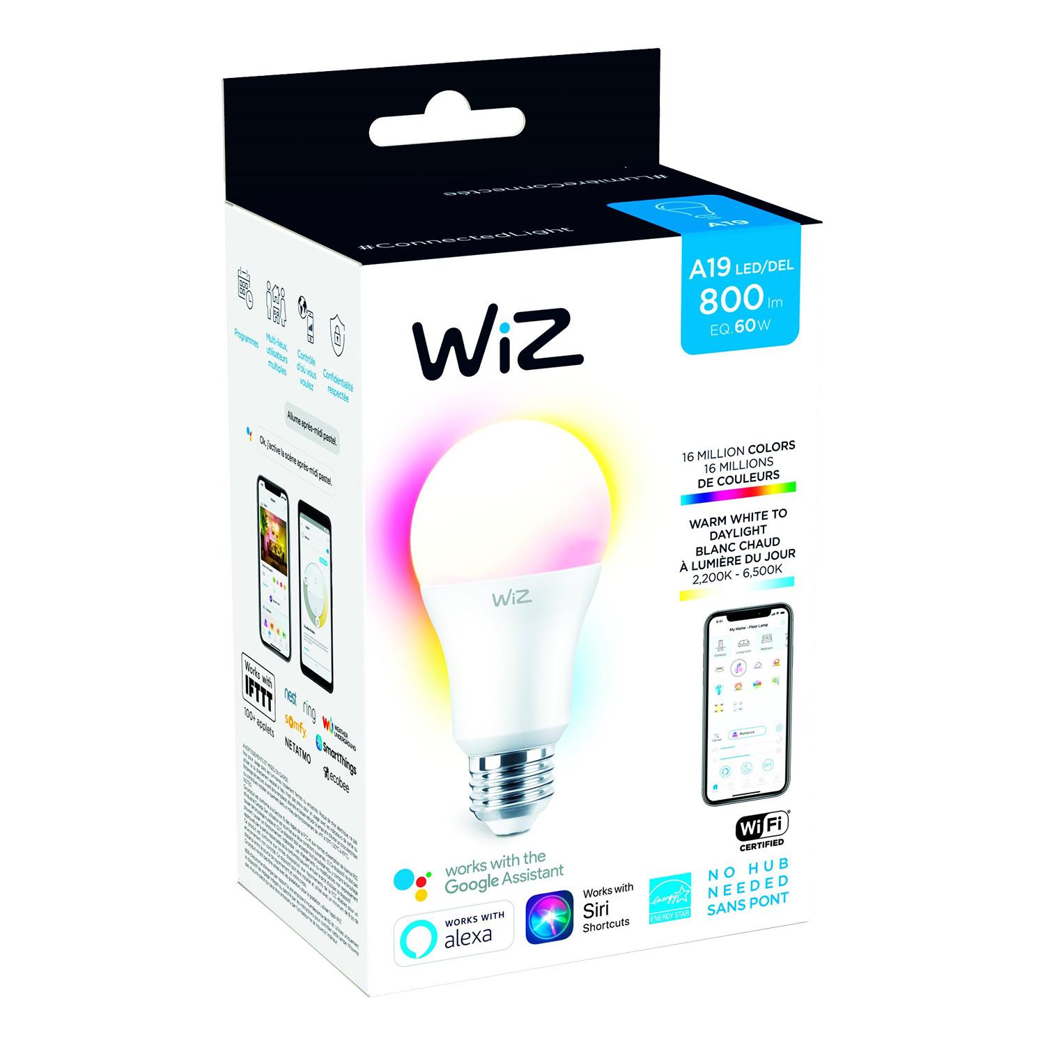 Ampoule A19 60 W givré WiFi cou totale DEL intel régl blanc
