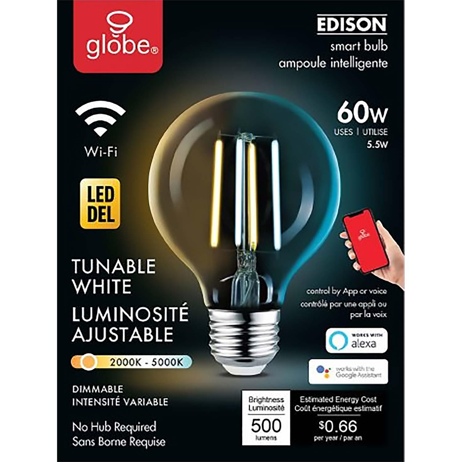 Ampoule intelli Wi-Fi DEL inten var G25 4,5 W filament clair