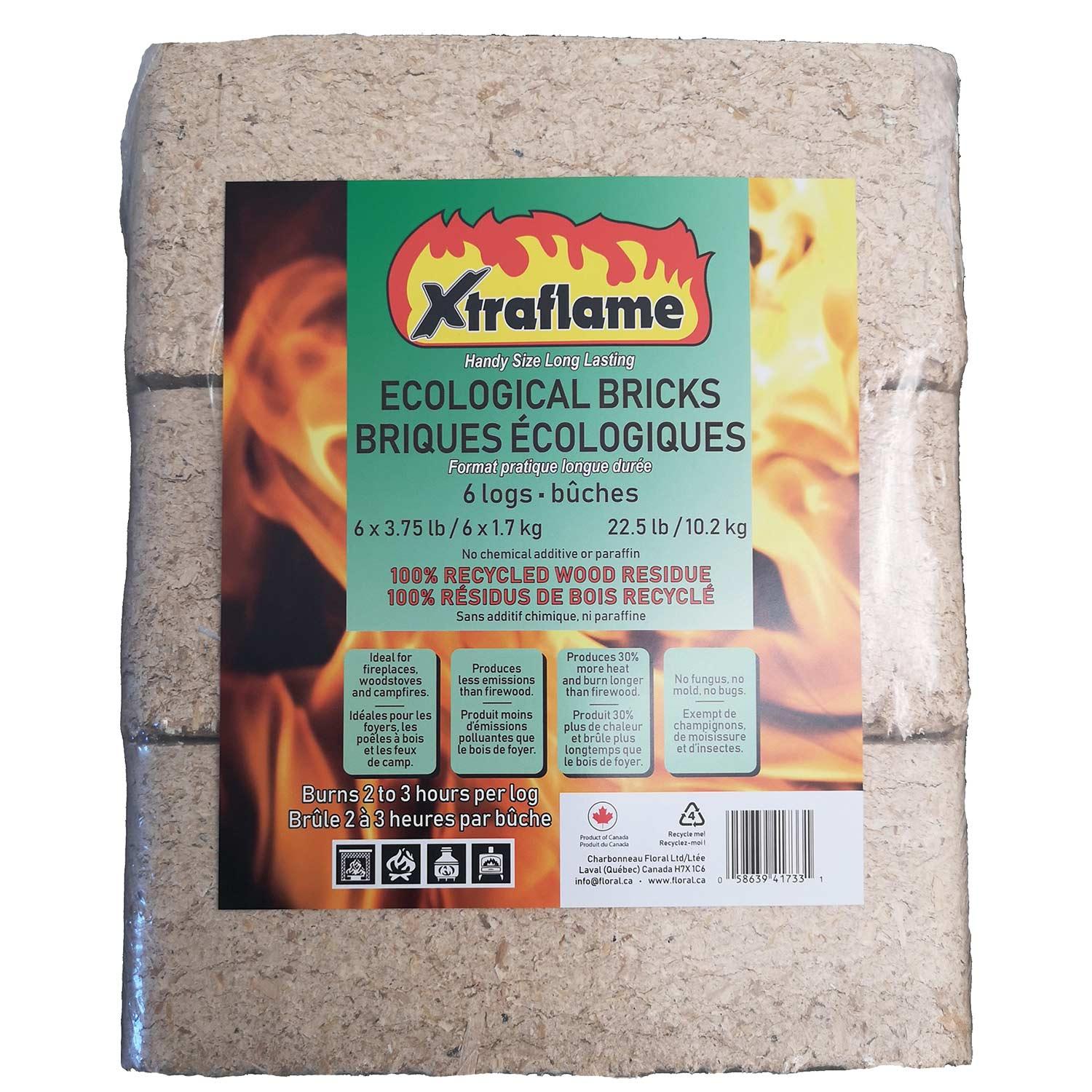 Briques de bois écologiques Xtraflame, 6/pqt