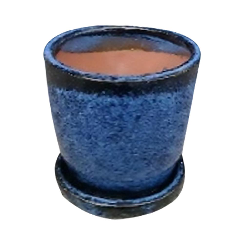 Egg Ceramic Pot with Saucer  6"
