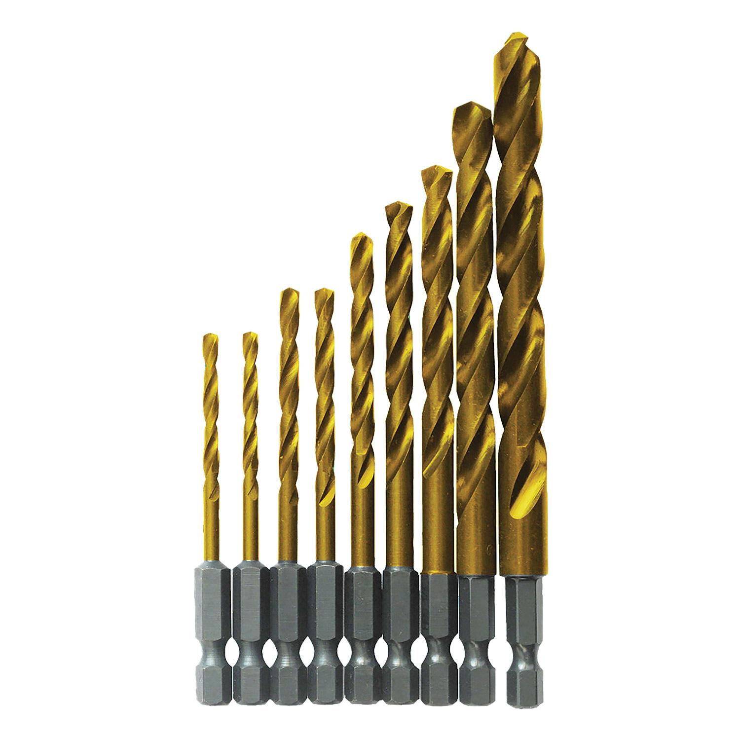 9 Piece Impact Tough Titanium Drill Bit Set