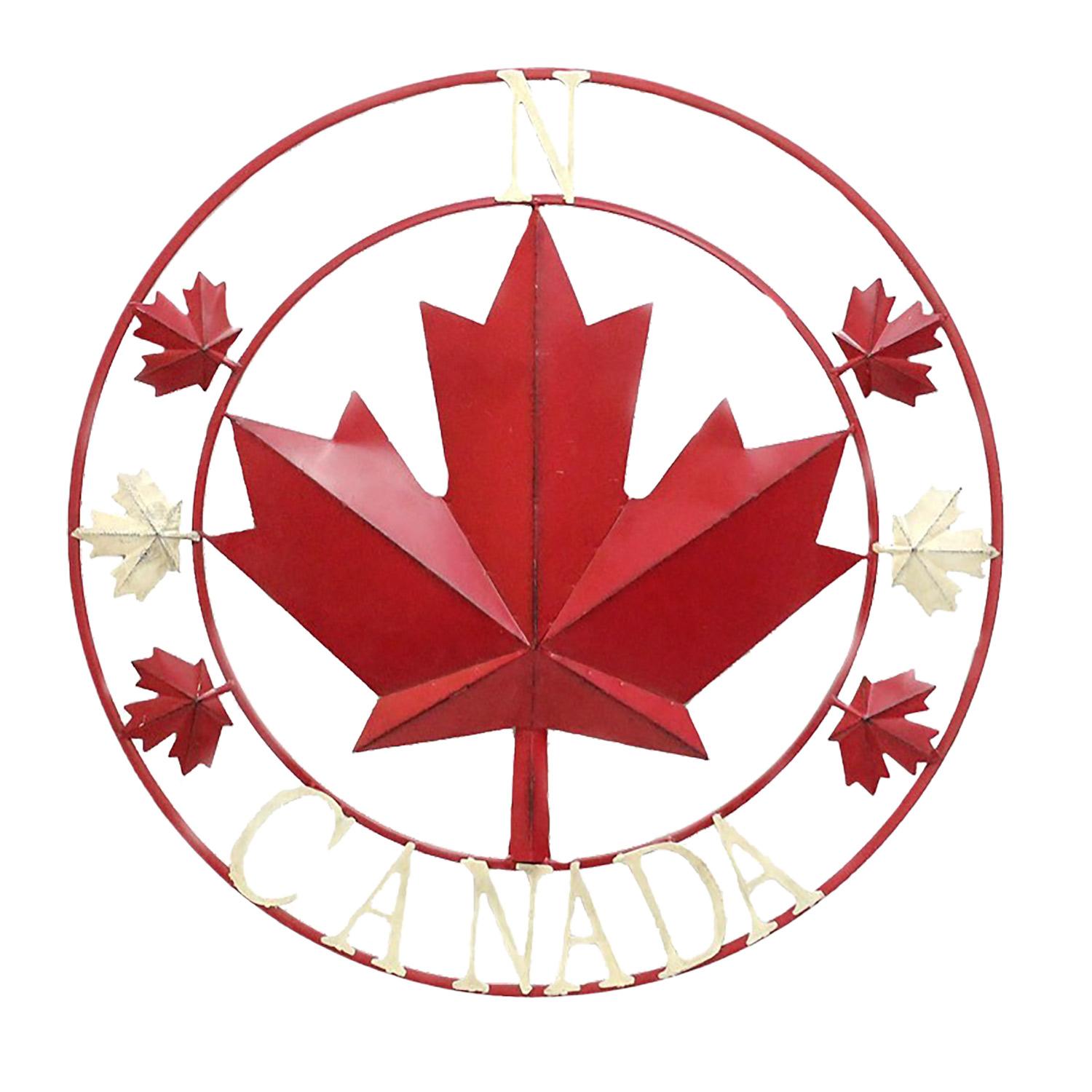 12" Red and Cream Canada Small Circle Plaque