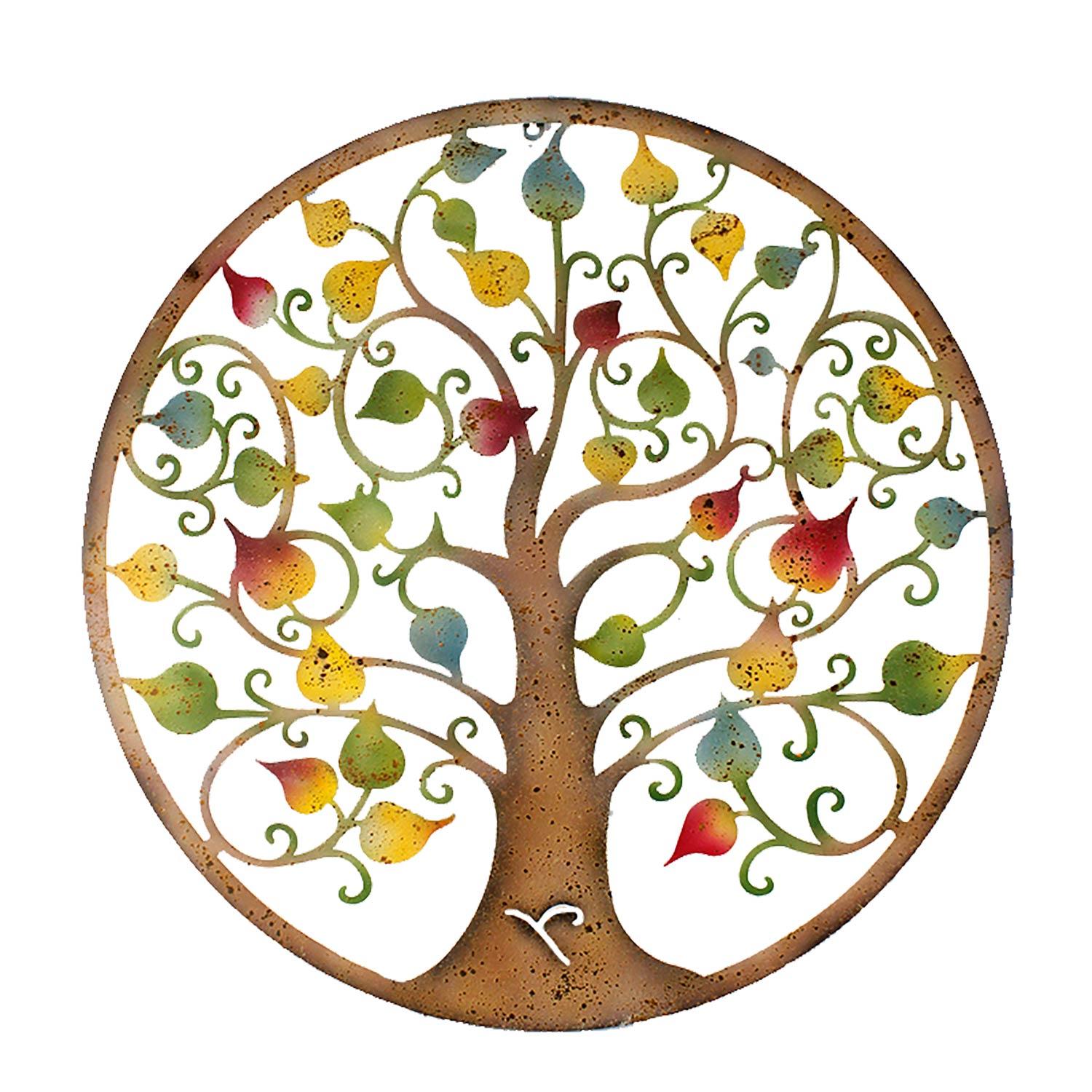 28" Colorful Tree Of Life Circle Wall Plaque