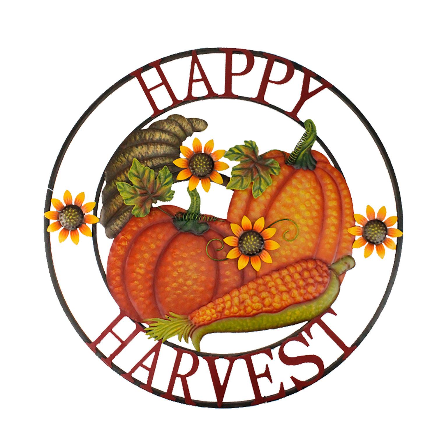 22" Happy Harvest Circle Plaque