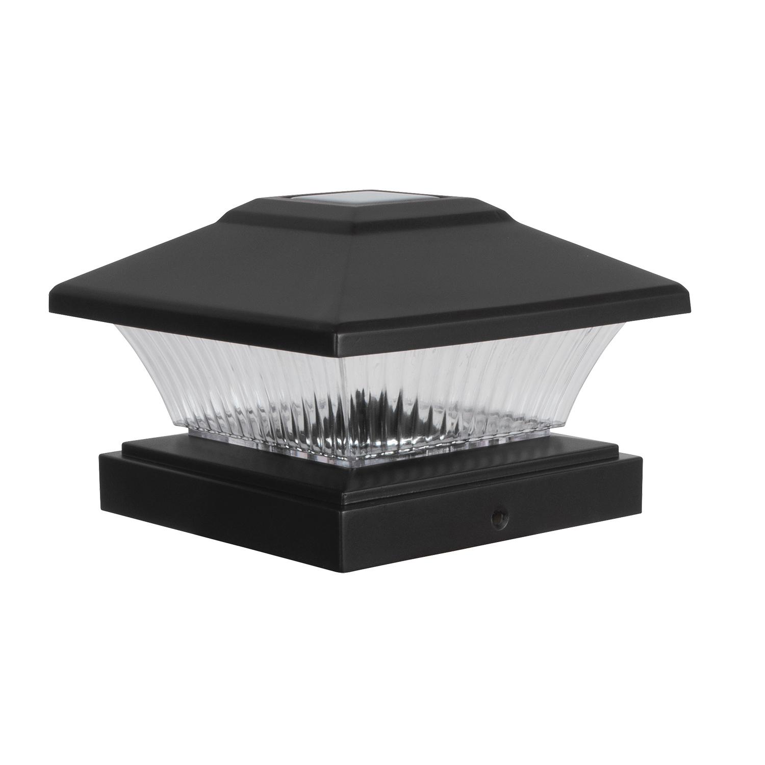 Solar Black Plastic Post Cap Light 4-Pack