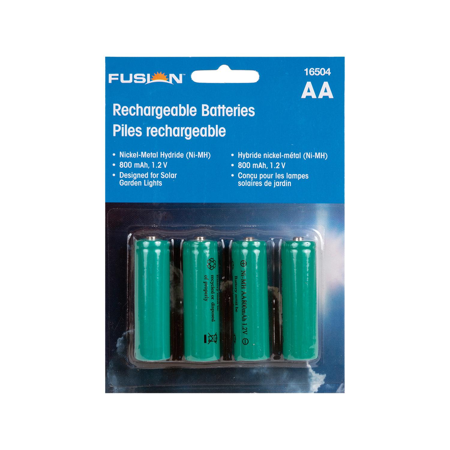 Solar Rechargable AA Batteries 800 mAh Ni-MH 4-Pack