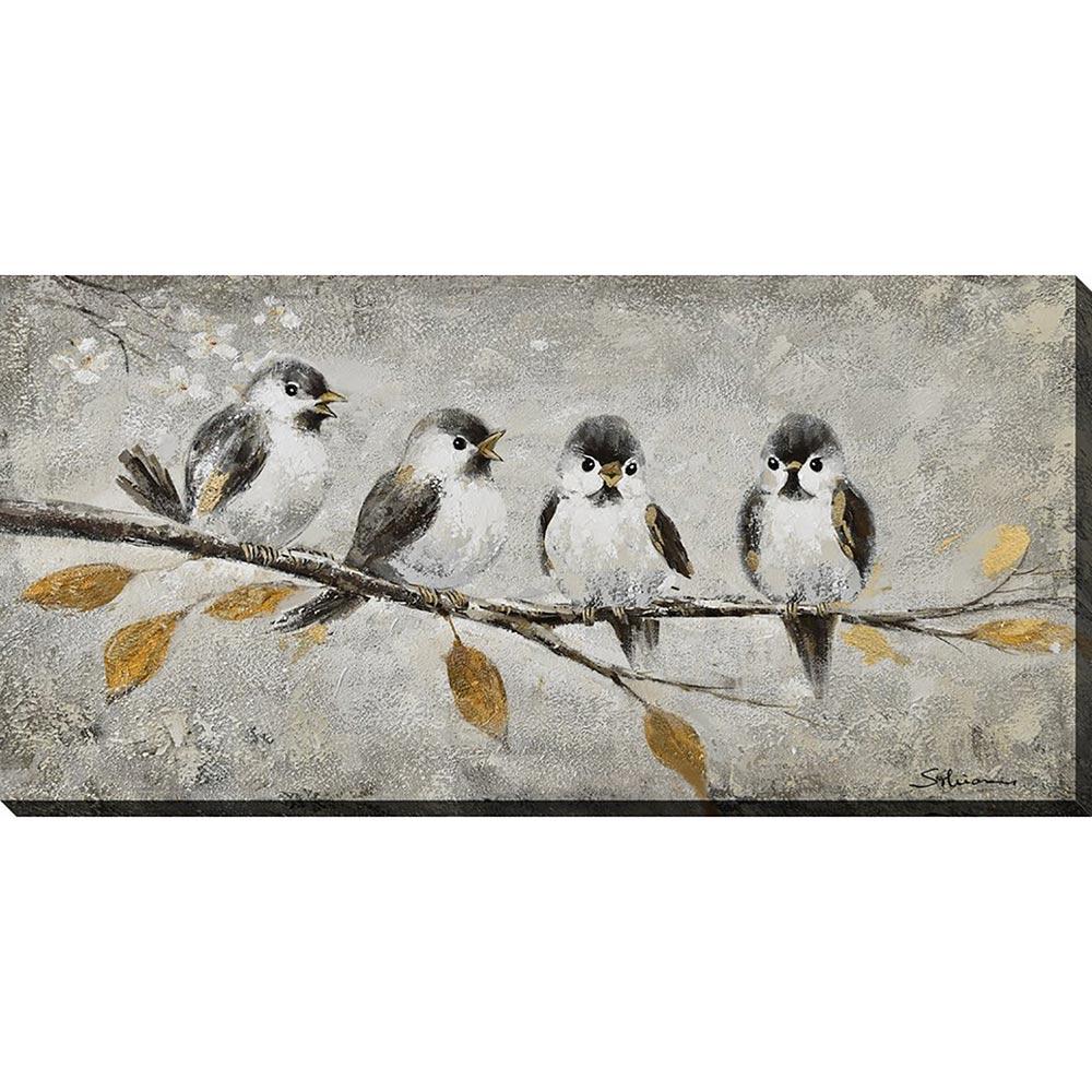 Toile embellie à la main Petite discussion 40 x 20 po