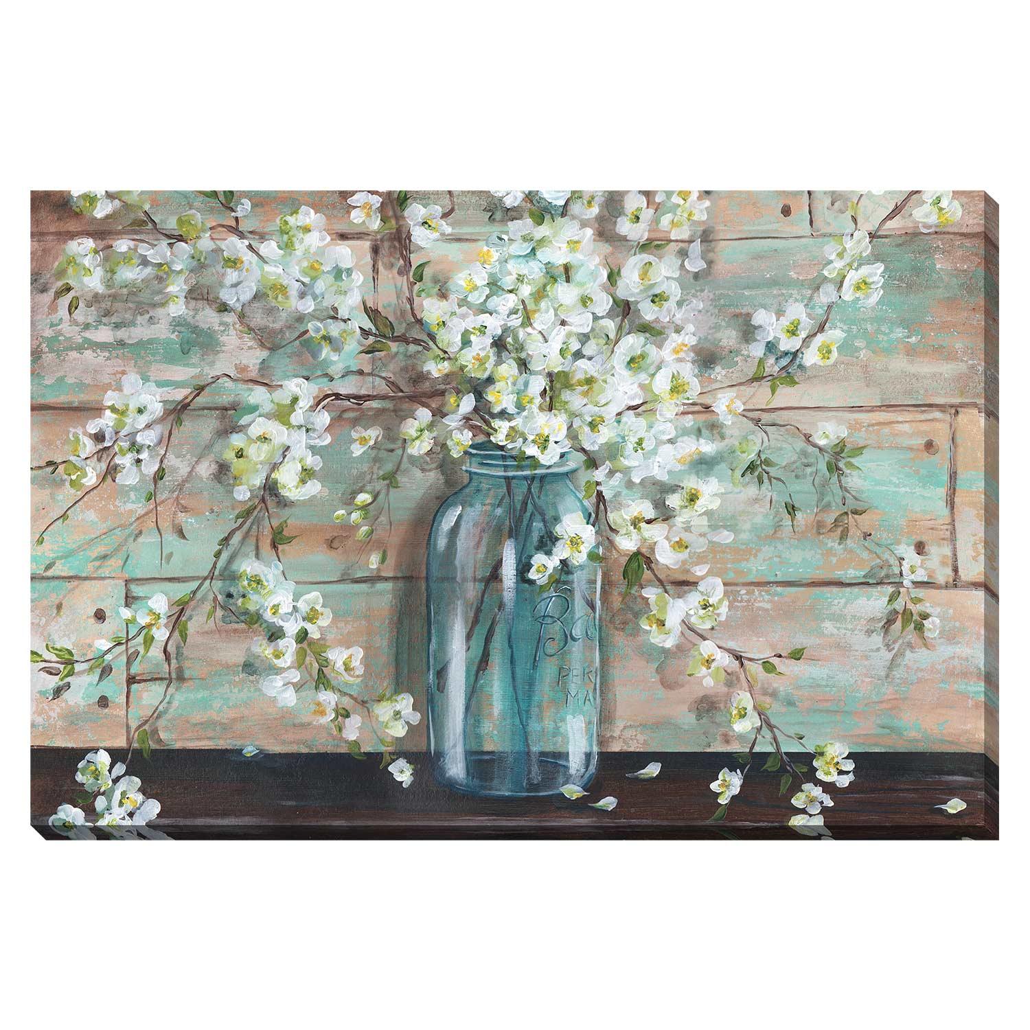 Toile Fleurs en pot Mason 22 x 28 po