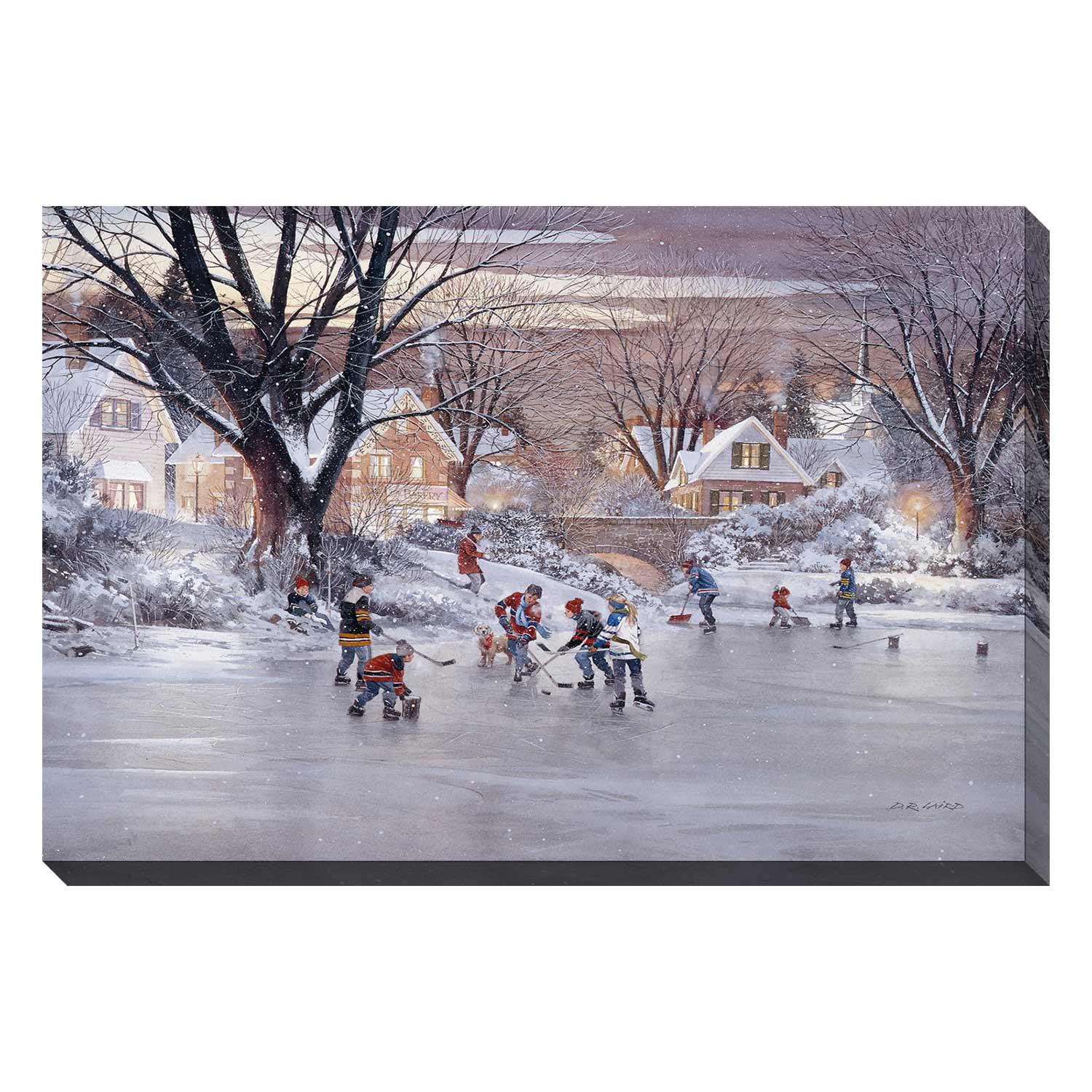 Toile Hockey en ville natale 22 x 28 po