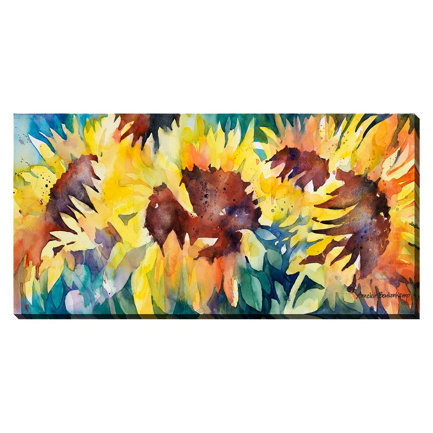 Toile Rangée de tournesols 20 x 40 po